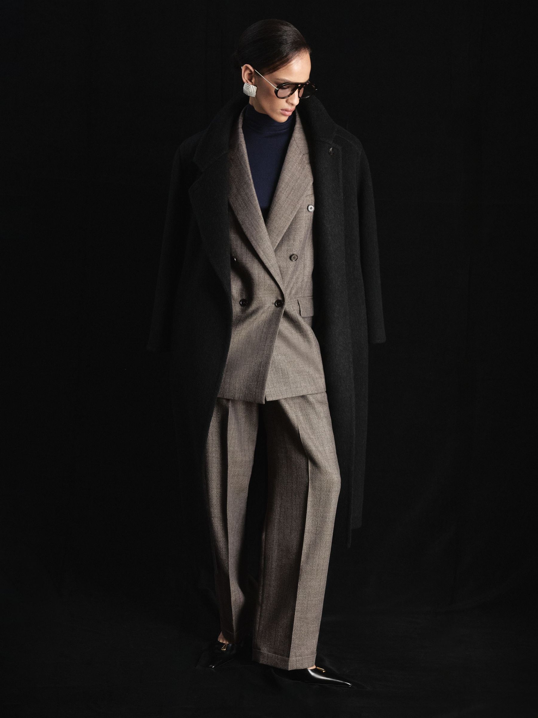 Atelier Grey Wool Wide-Leg Double-Pleat Trousers in Grey - Image 7 of 8