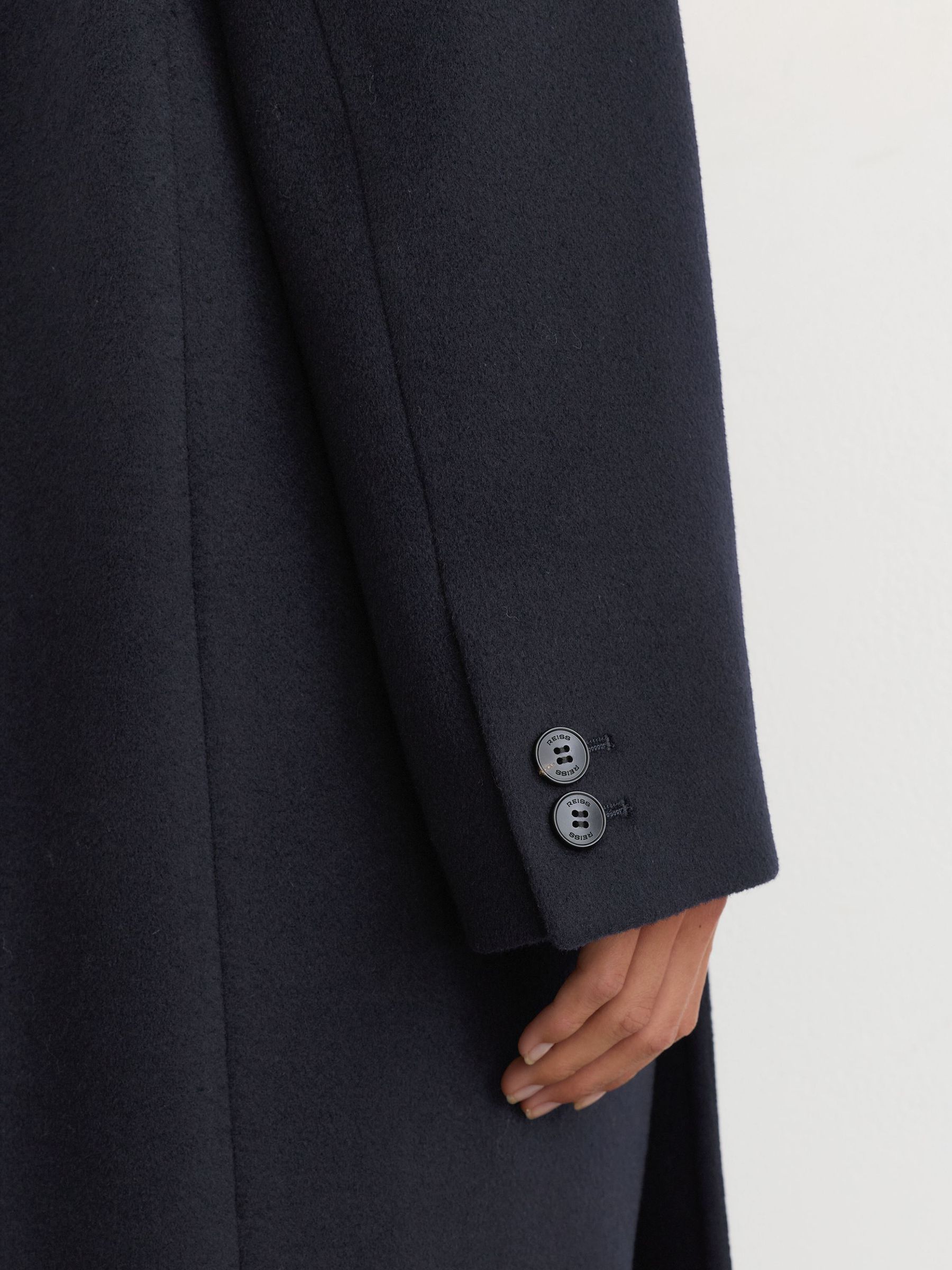 Wool-Blend Relaxed-Fit Double-Breasted Coat in Navy - Image 5 of 8