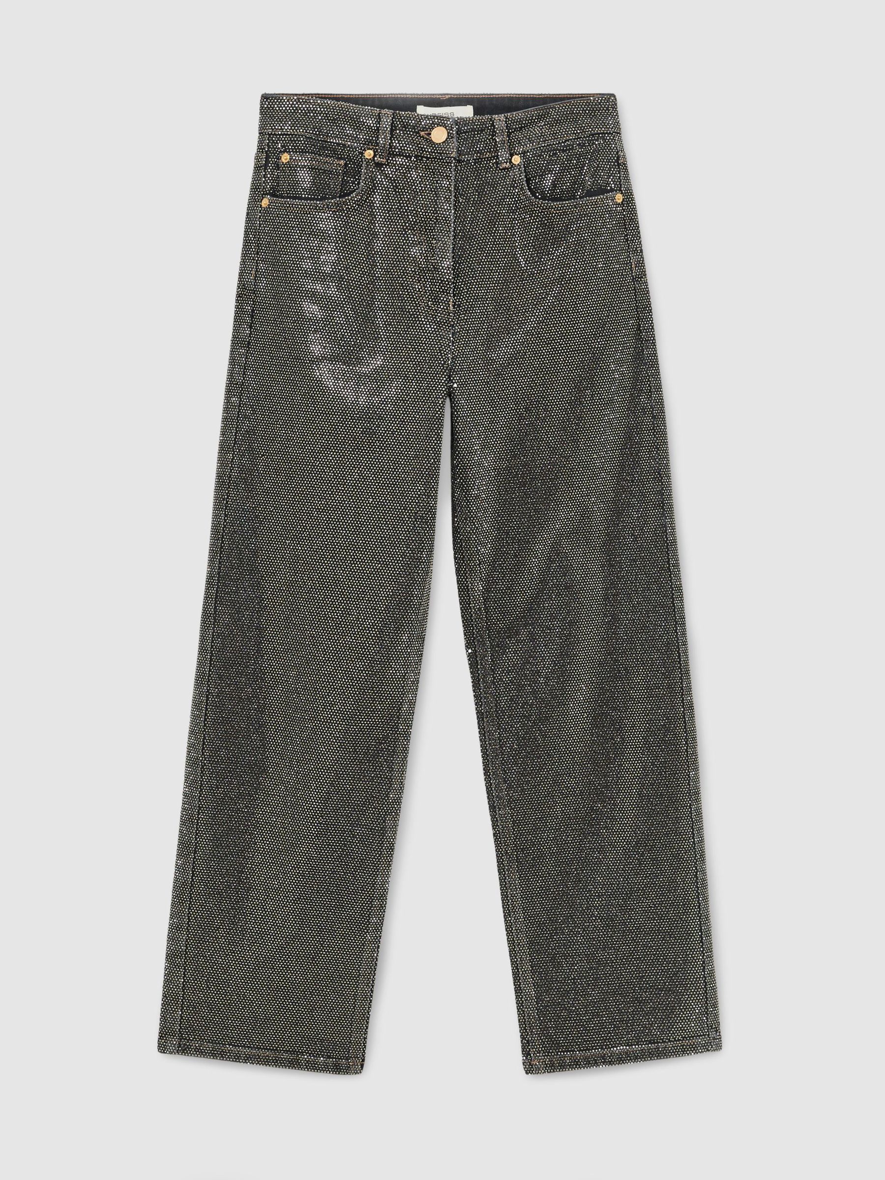 Crystal-Embellished Straight-Leg Jeans in Black/Silver - Image 2 of 7