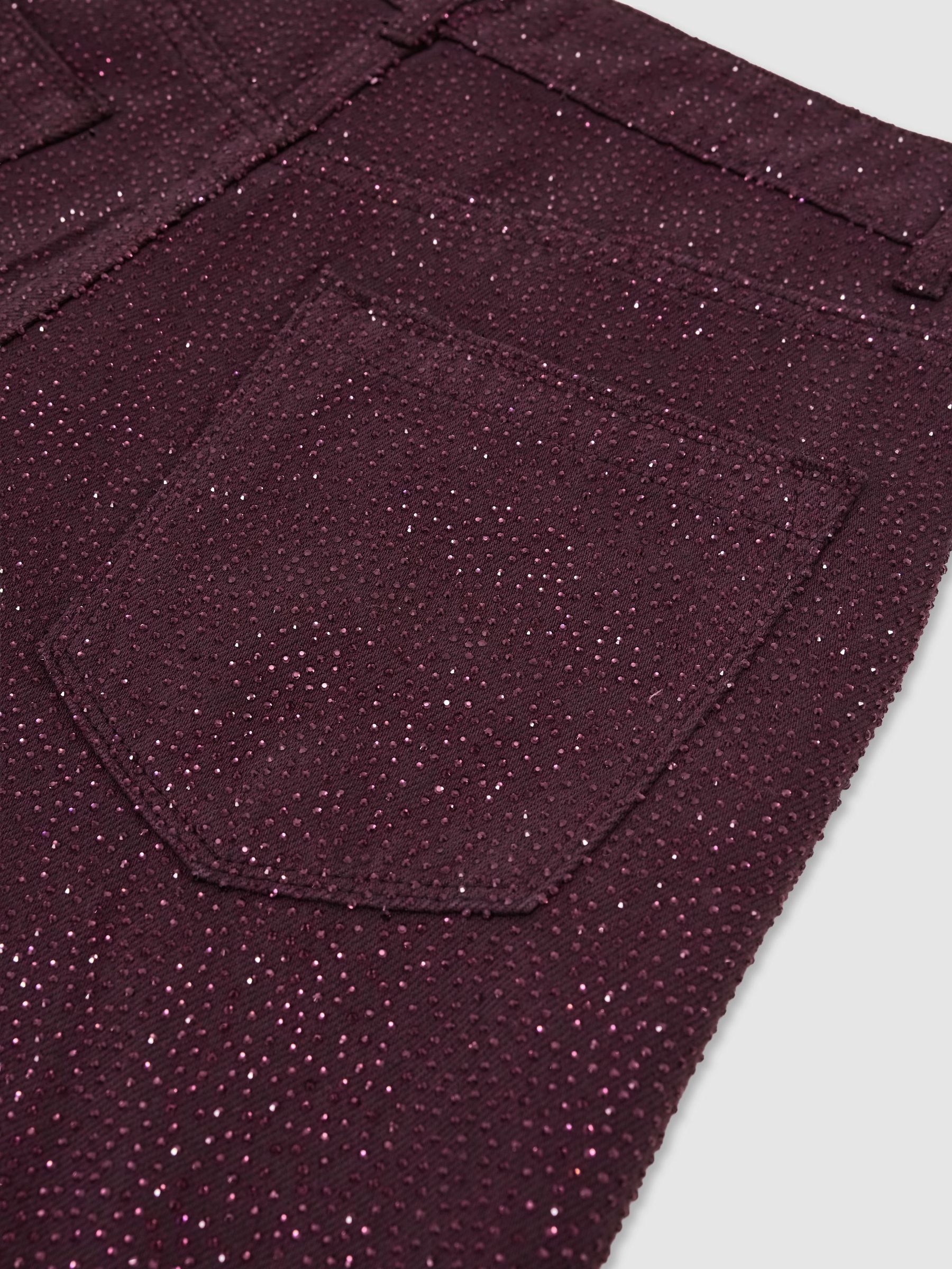 Cotton-Lyocell Sparkle Wide-Leg Jeans in Burgundy - Image 7 of 7