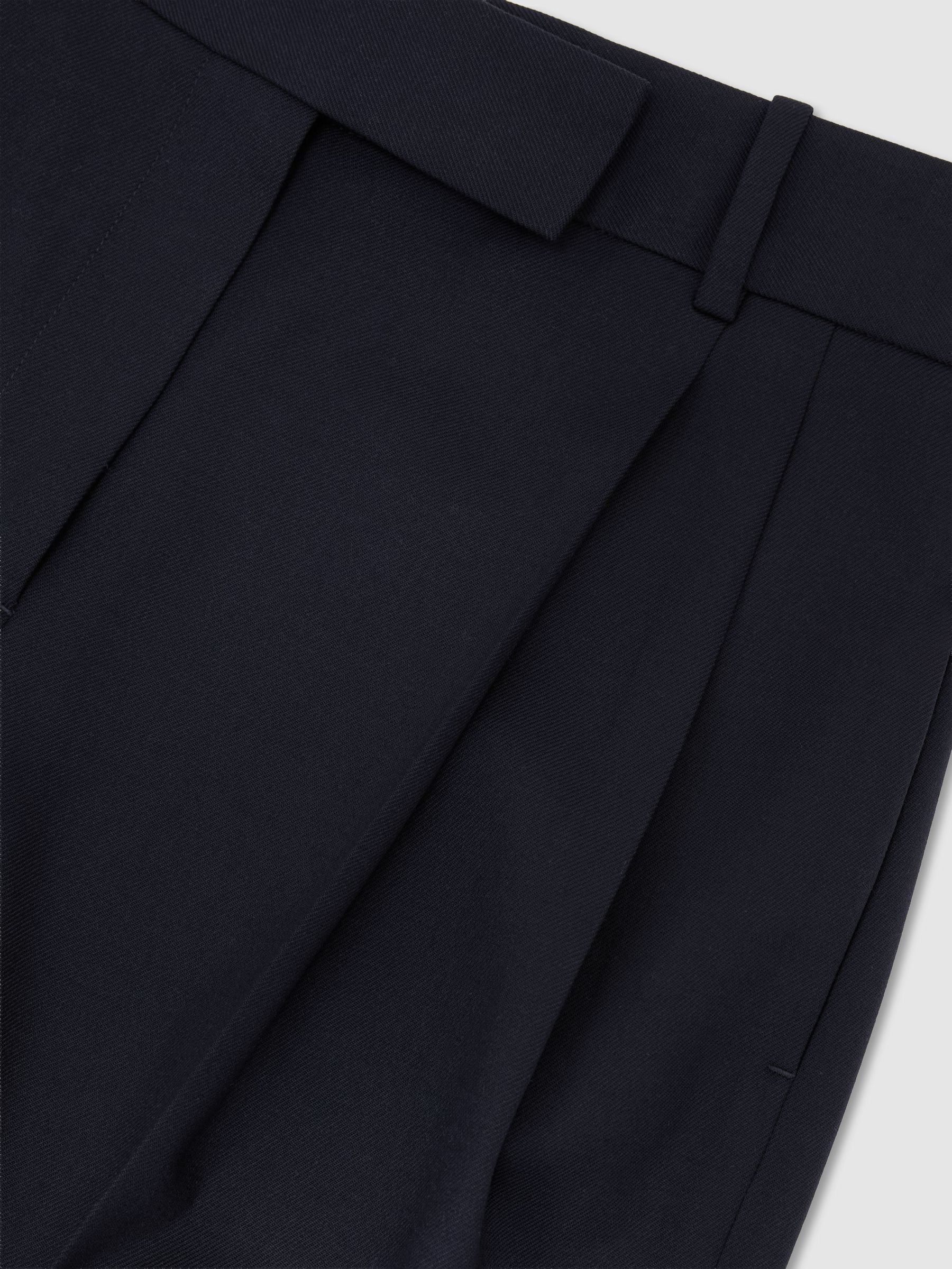 Petite Wool-Blend Wide-Leg Pleated Trousers in Navy - Image 7 of 8