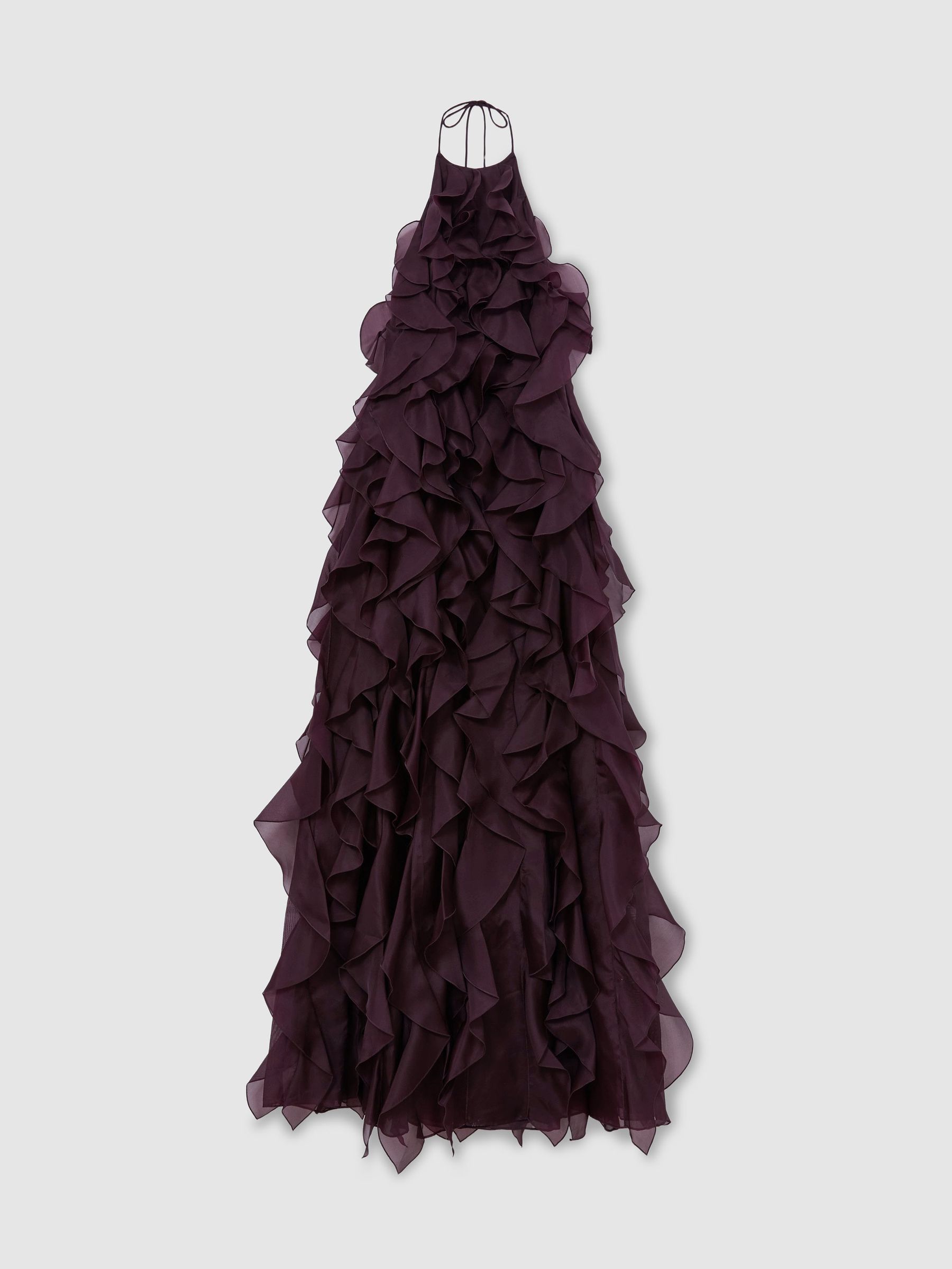 Atelier Silk-Organza Ruffle Maxi Dress in Grape Burgundy - Image 2 of 6