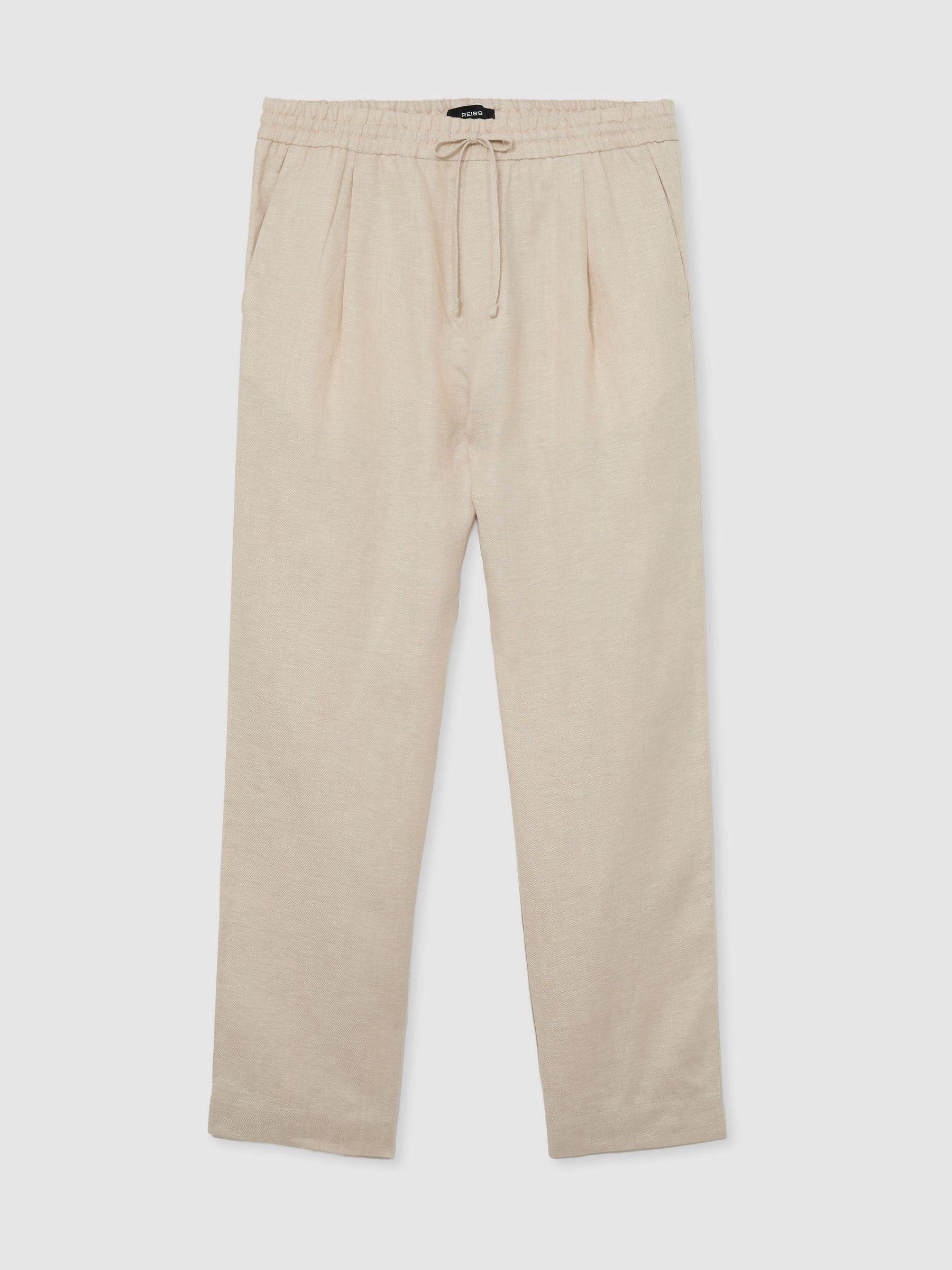 Linen Relaxed-Fit Drawstring Trousers in Natural - 圖片 2/6
