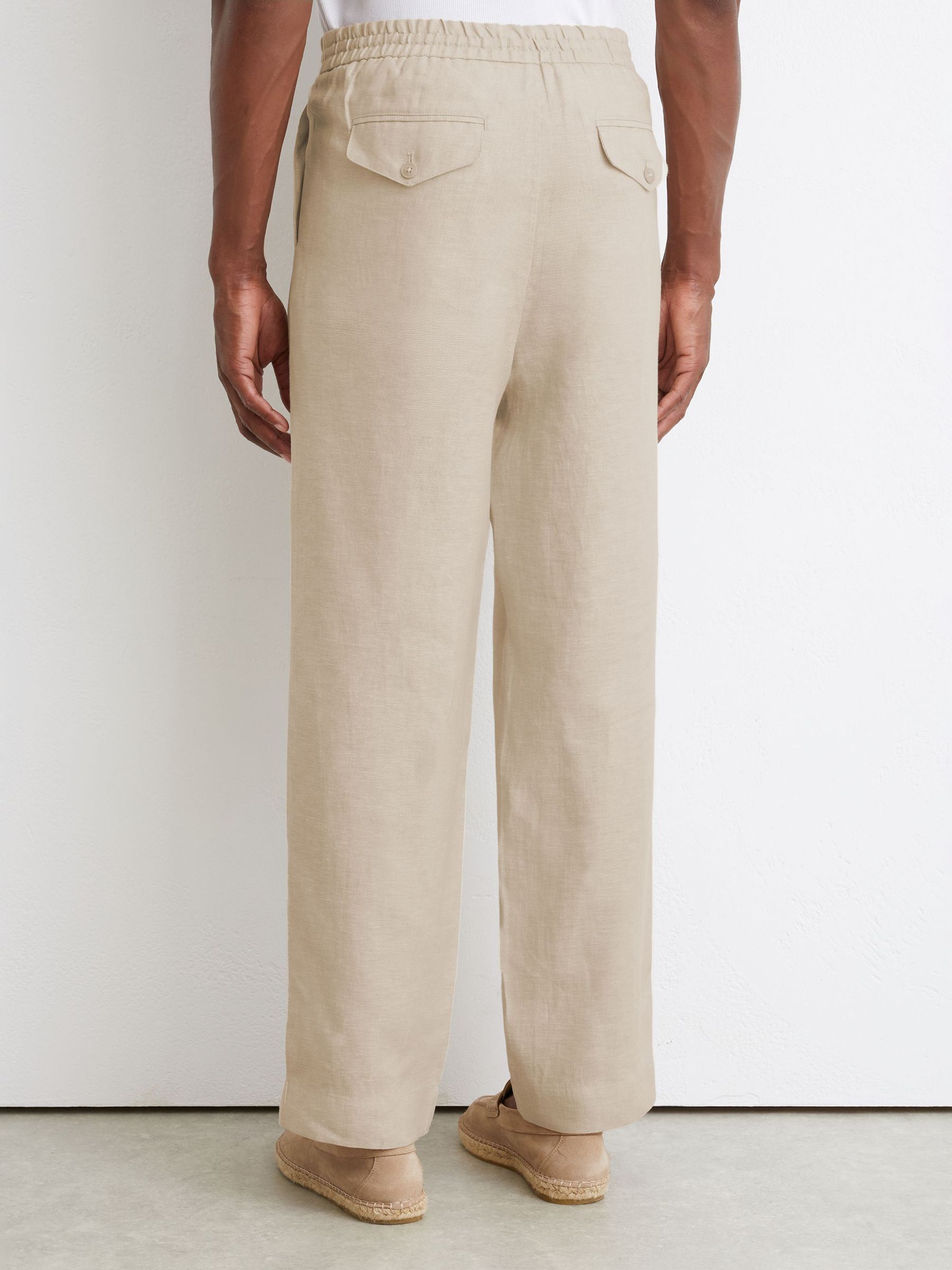 Linen Relaxed-Fit Drawstring Trousers in Natural - 圖片 5/6