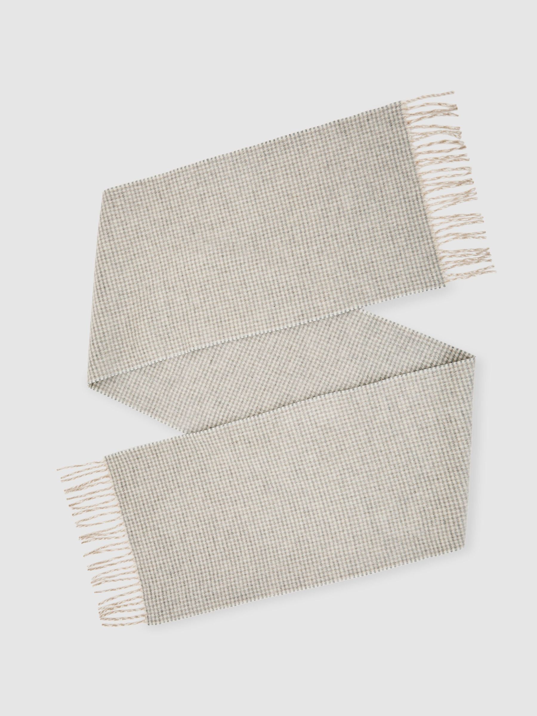 Wool-Cashmere Houndstooth-Check Scarf in Oatmeal - Image 2 of 5