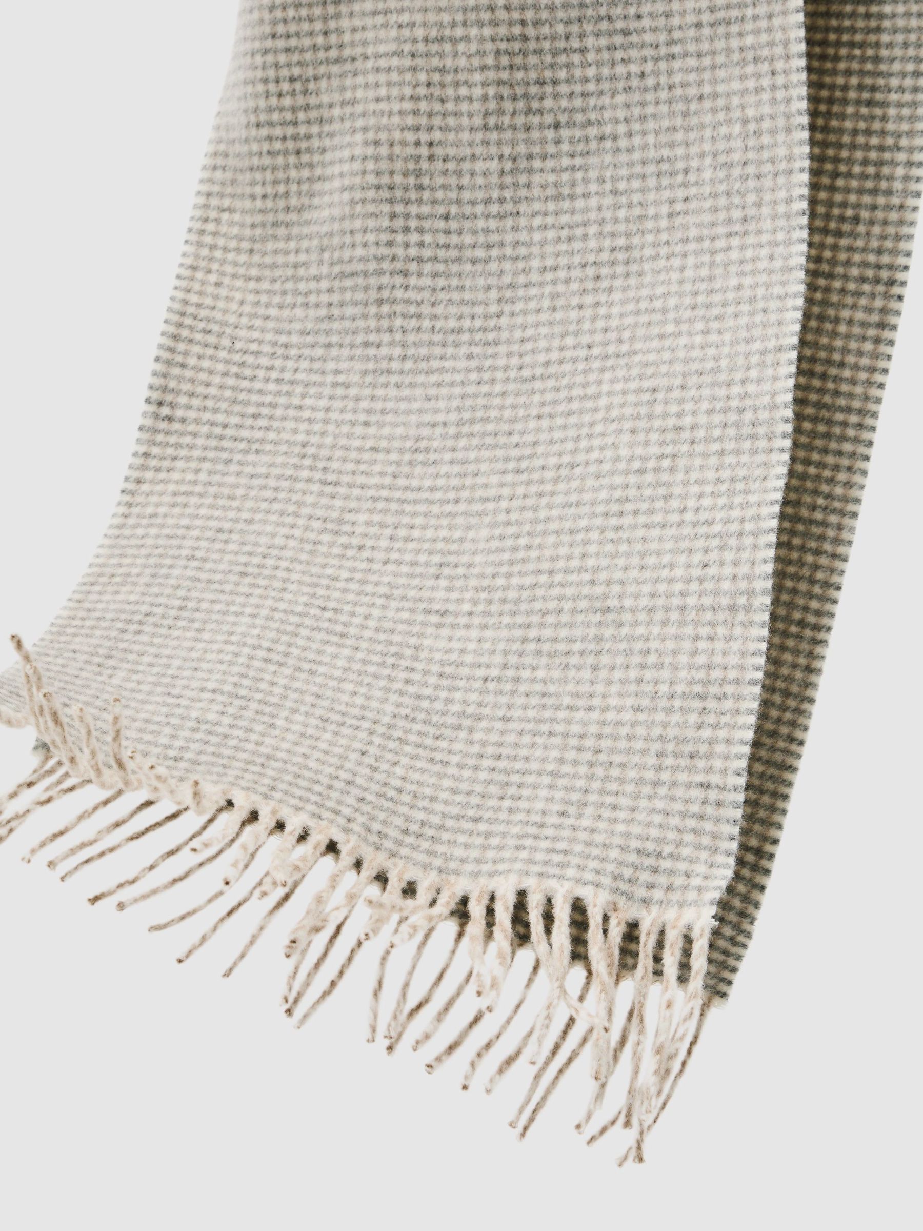 Wool-Cashmere Houndstooth-Check Scarf in Oatmeal - Image 5 of 5