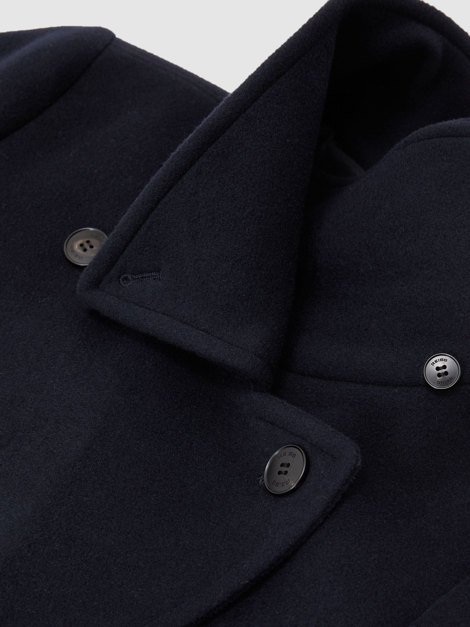Petite Wool-Blend Relaxed-Fit Double-Breasted Coat in Navy - Image 8 of 9