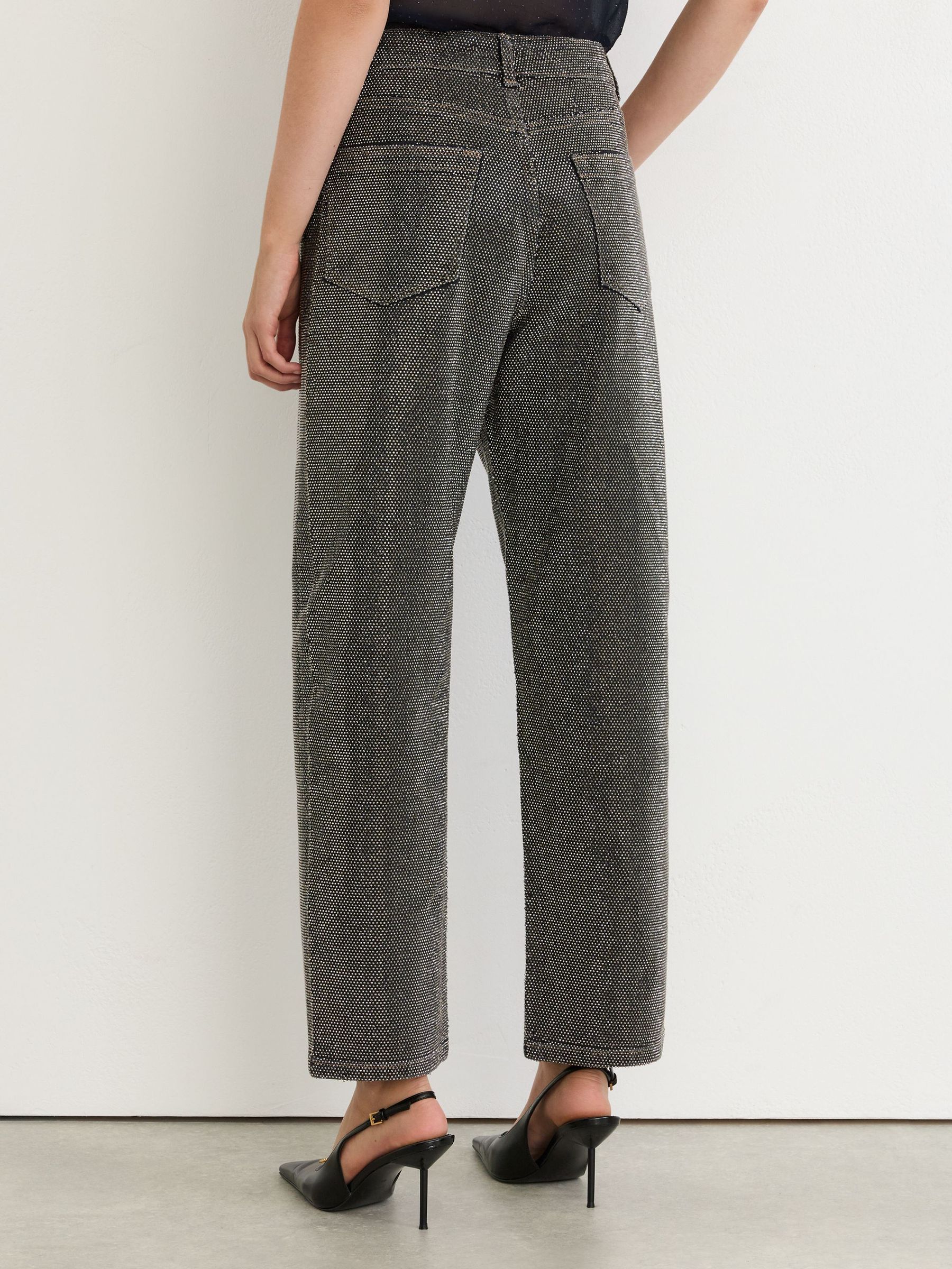 Petite Crystal-Embellished Straight-Leg Jeans in Black/Silver - Image 6 of 9