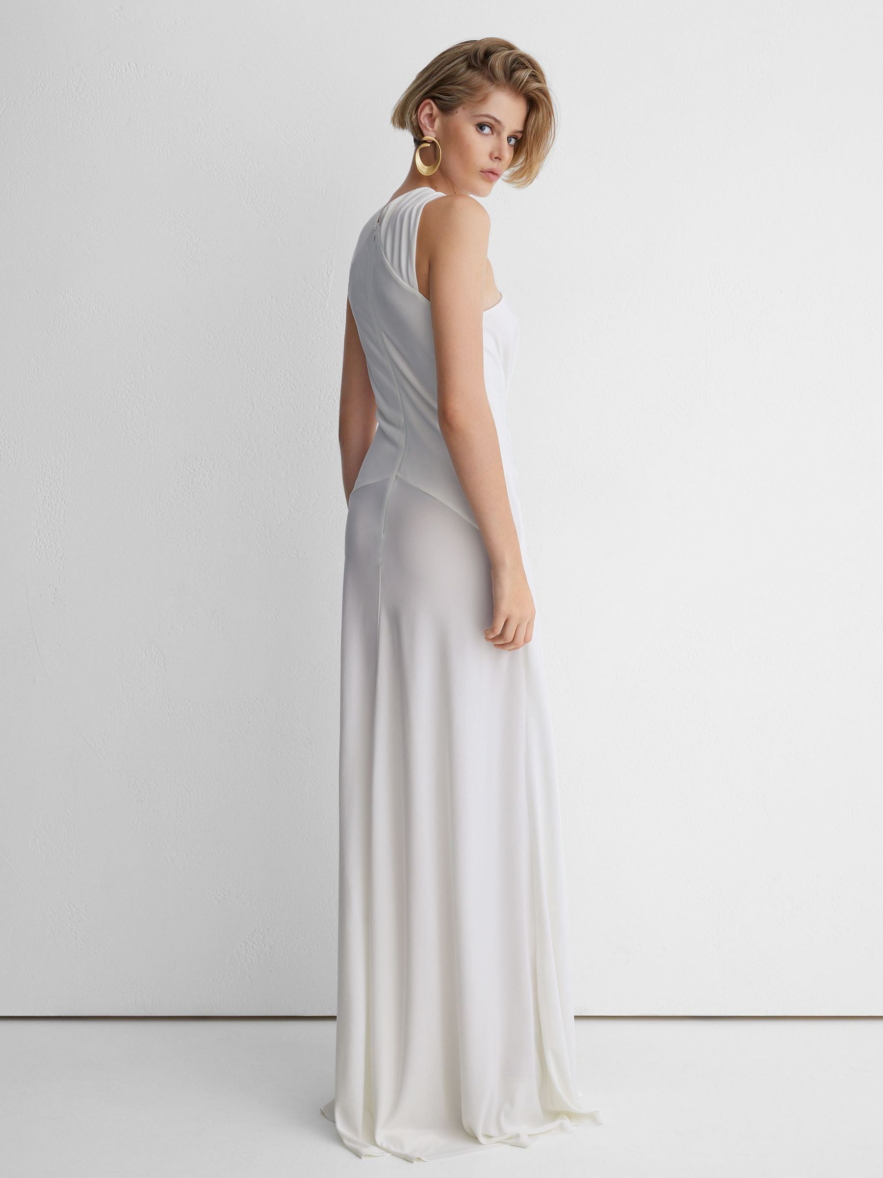 Atelier Hardware-Detail Draped Maxi Dress in Ivory - Image 5 of 9