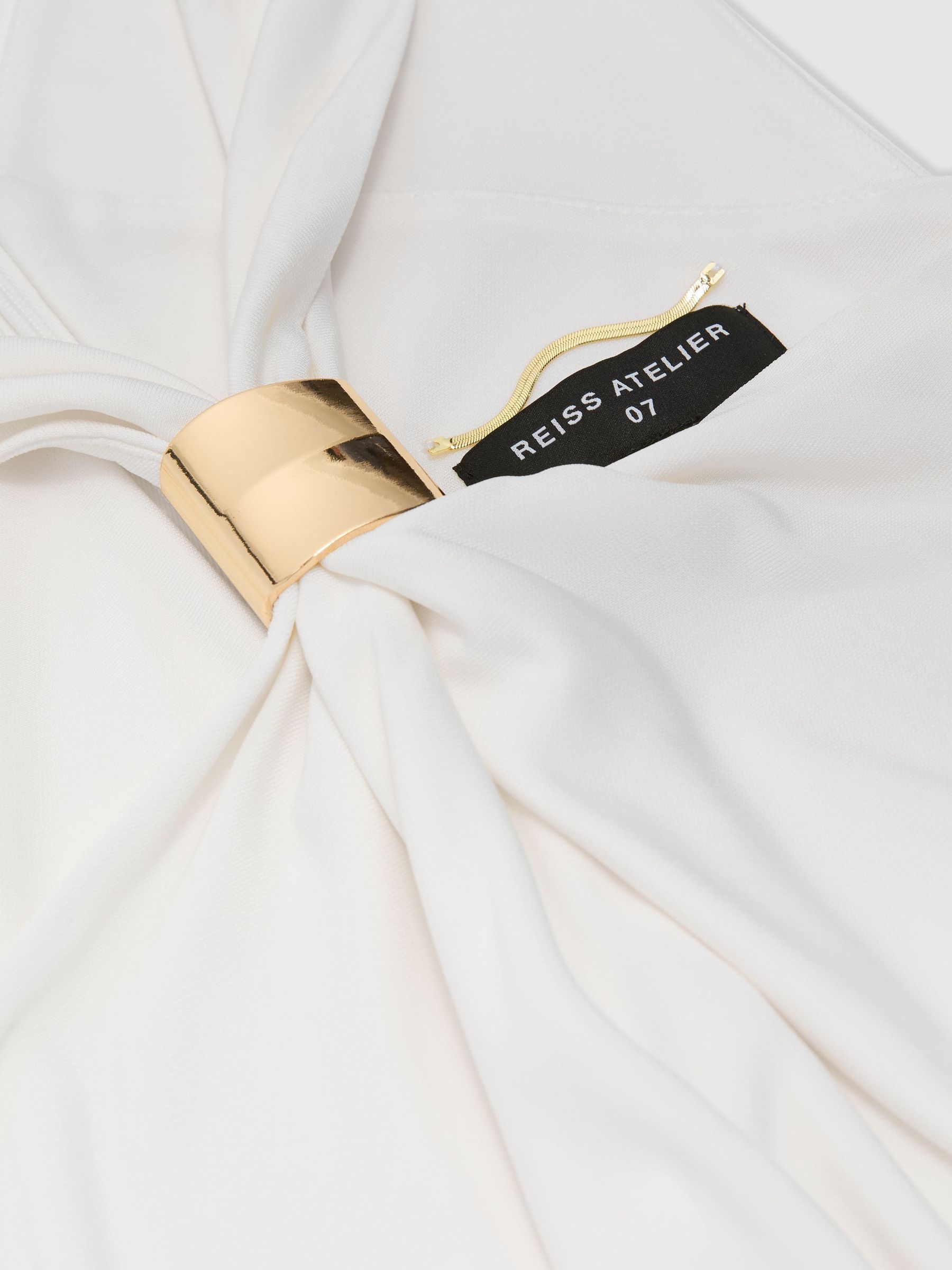 Atelier Hardware-Detail Draped Maxi Dress in Ivory - Image 9 of 9
