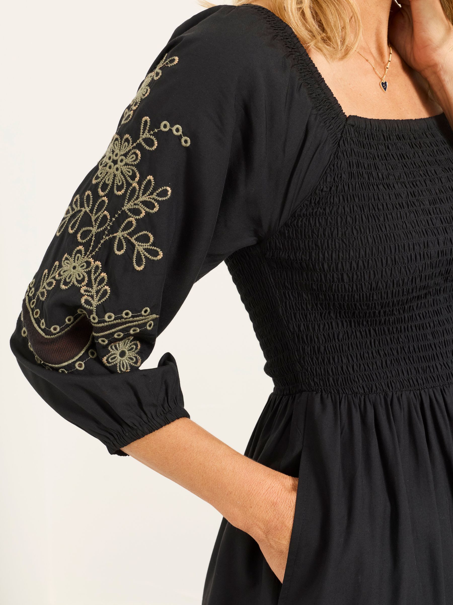 Black Embroidered Midi Dress - Image 3 of 6