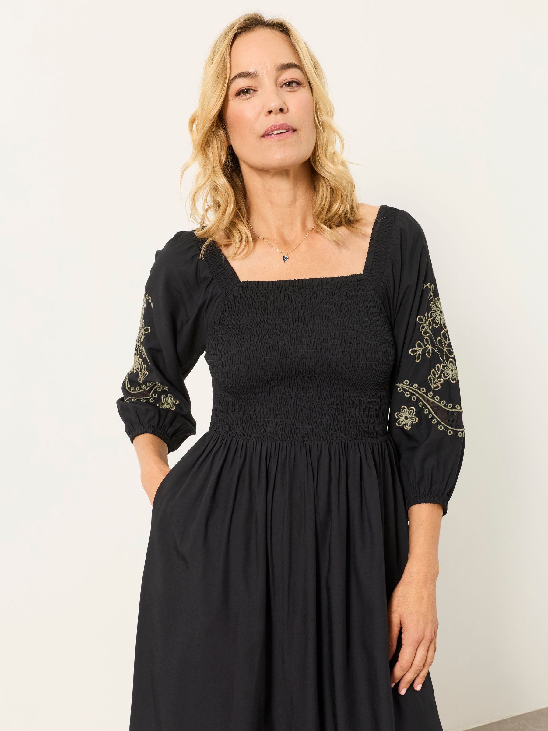 Black Embroidered Midi Dress - Image 4 of 6