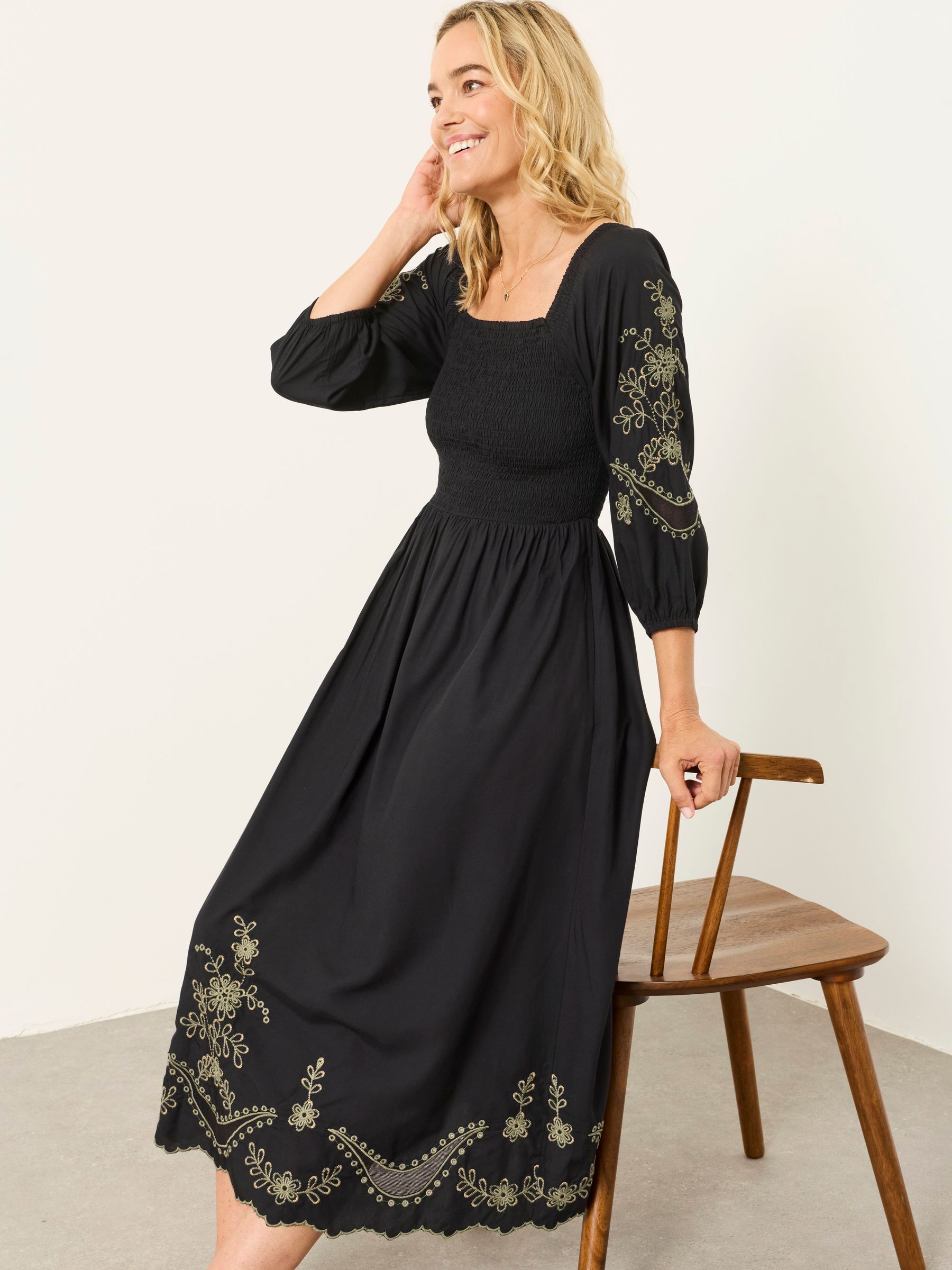 Black Embroidered Midi Dress - Image 5 of 6