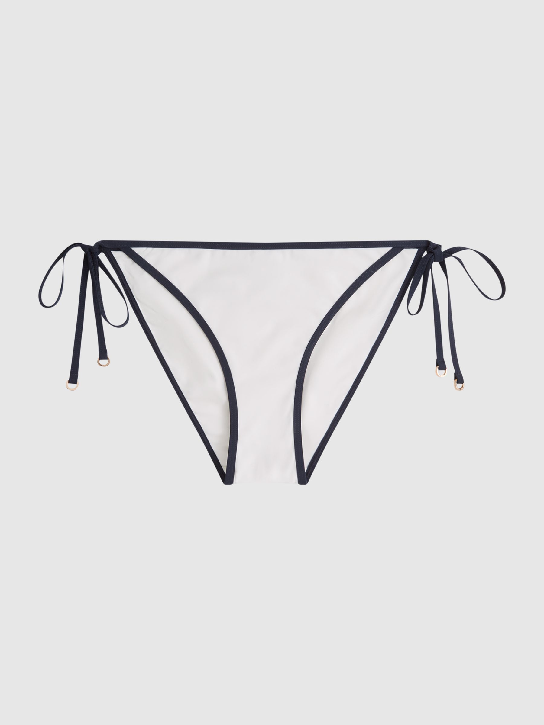 Self Tie Bikini Bottoms in White/Navy - Image 2 of 6