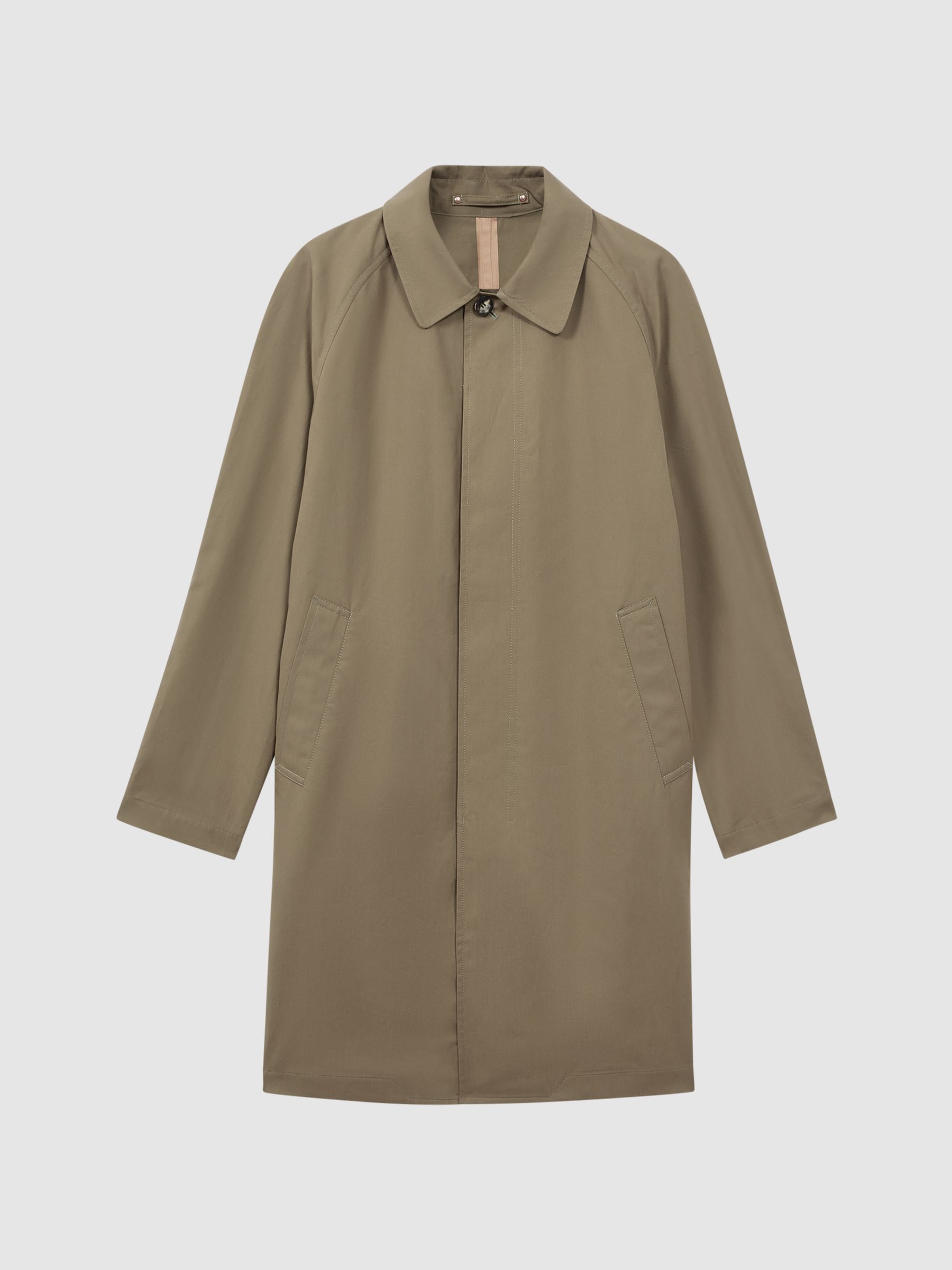 Private White Mid-Length Trench Coat in Sage - Image 2 of 12