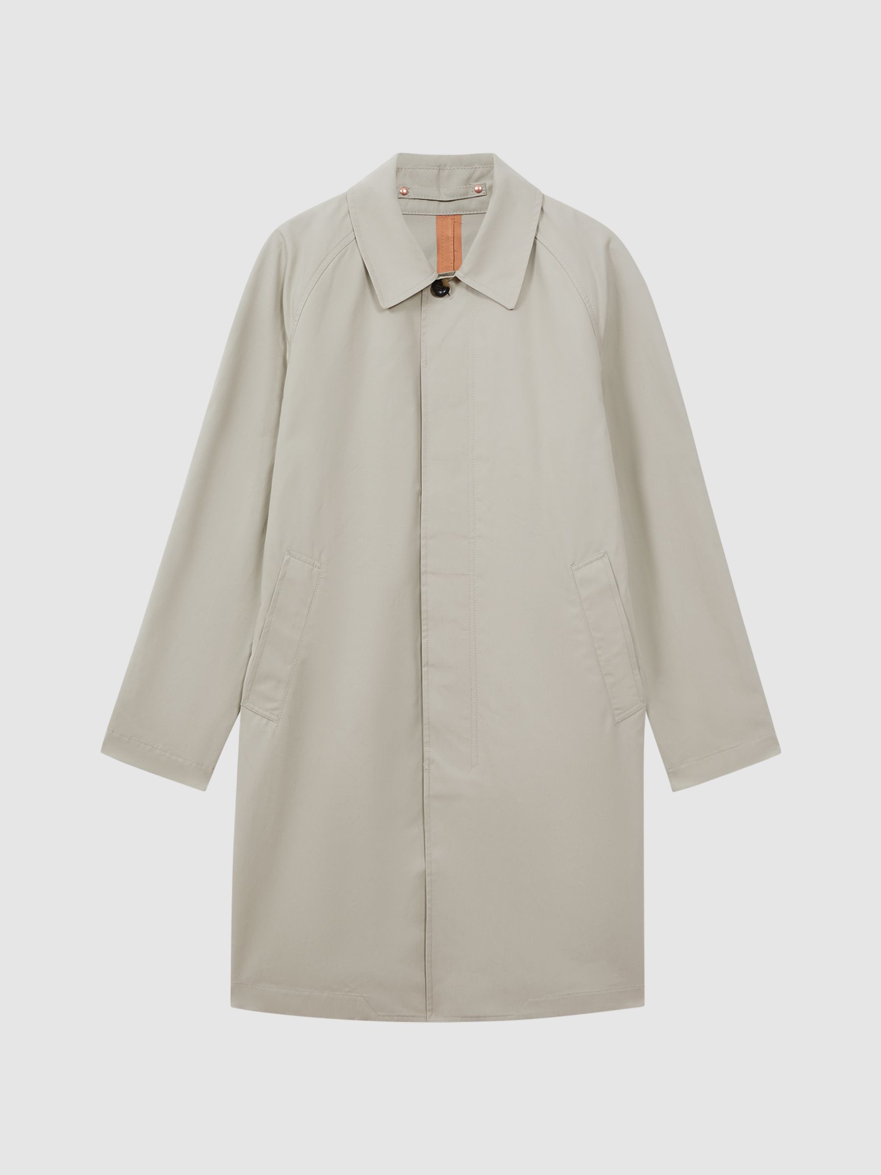 Private White Mid-Length Trench Coat in Stone - Image 2 of 6