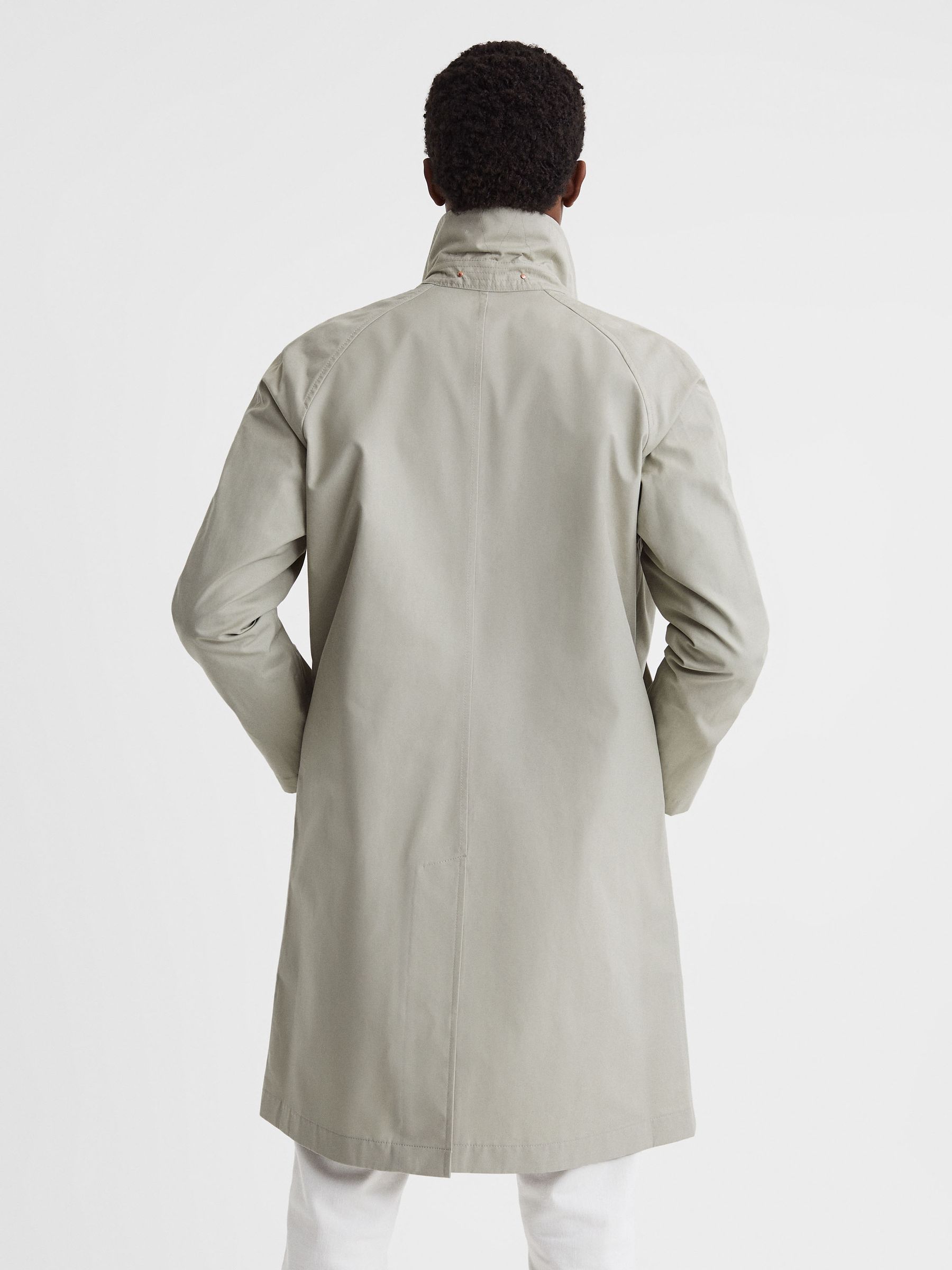 Private White Mid-Length Trench Coat in Stone - Image 5 of 6