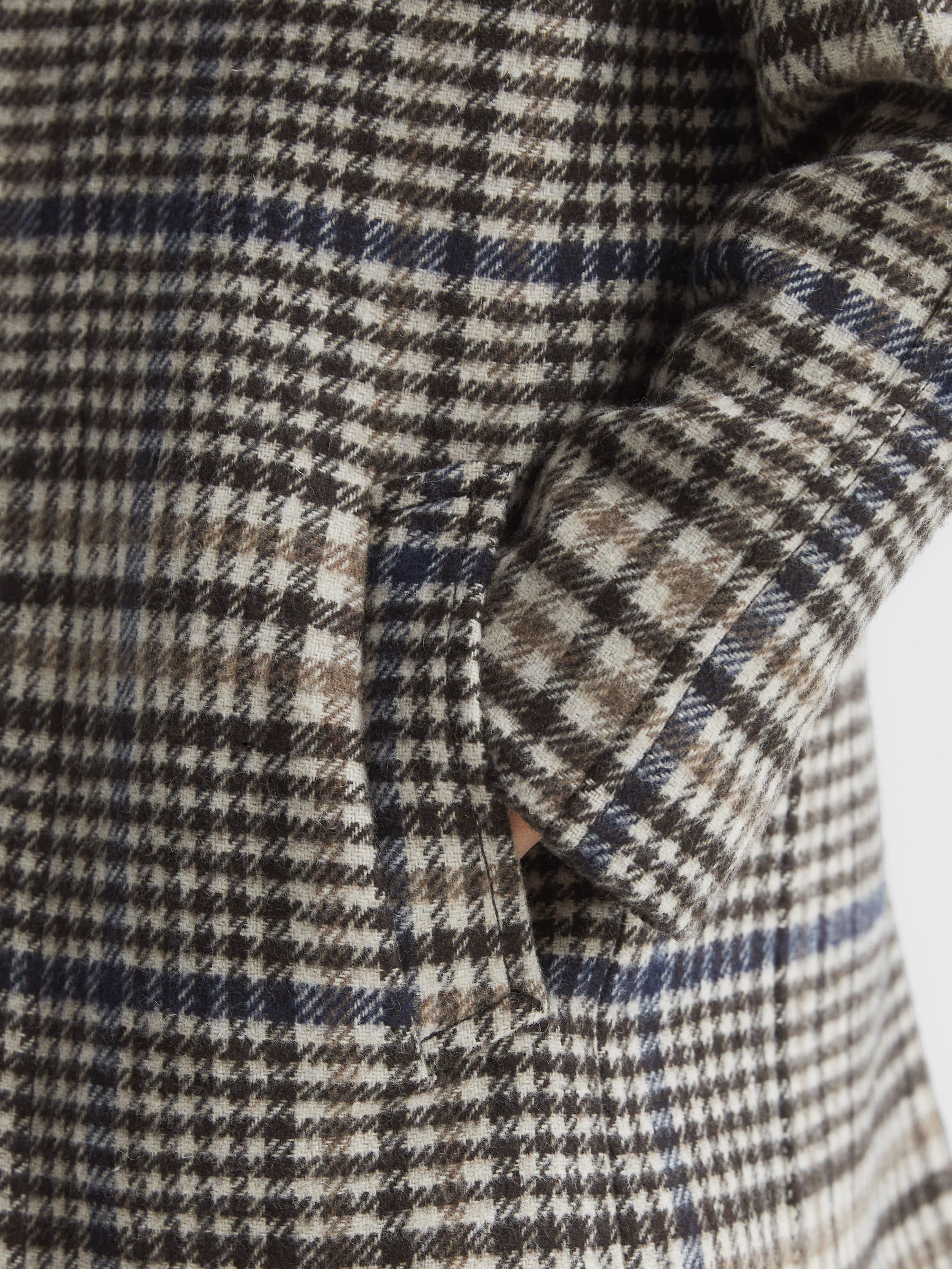 9-12 yrs Single Breasted Raglan Overcoat in Brown Check - Image 7 of 8