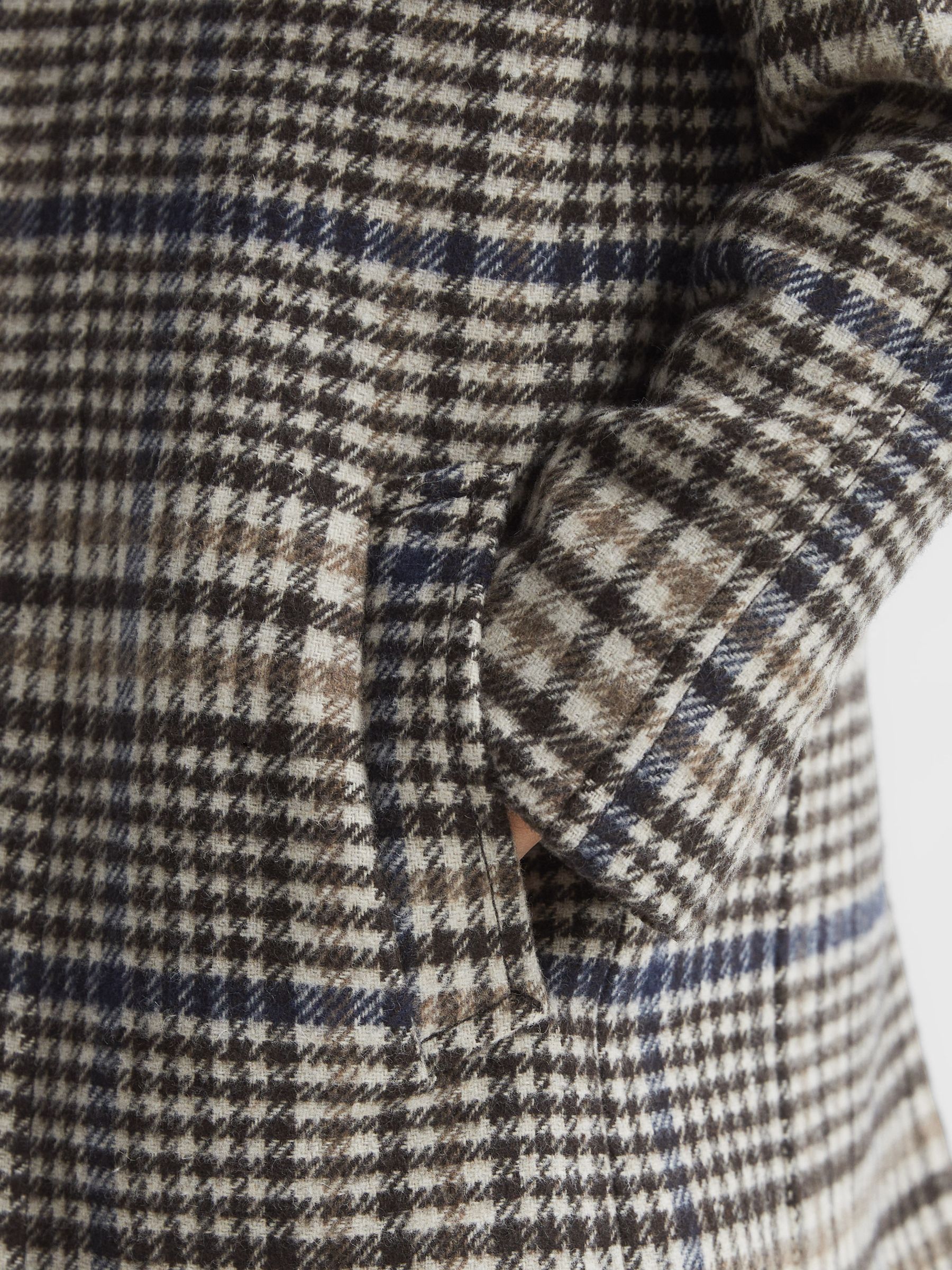 Junior Single Breasted Raglan Overcoat in Brown Check - Image 7 of 8