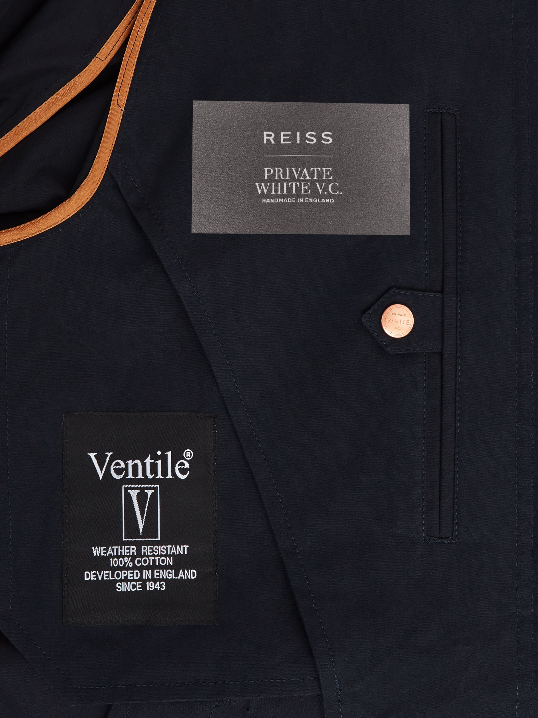 Private White Mid-Length Trench Coat in Navy - Image 9 of 11