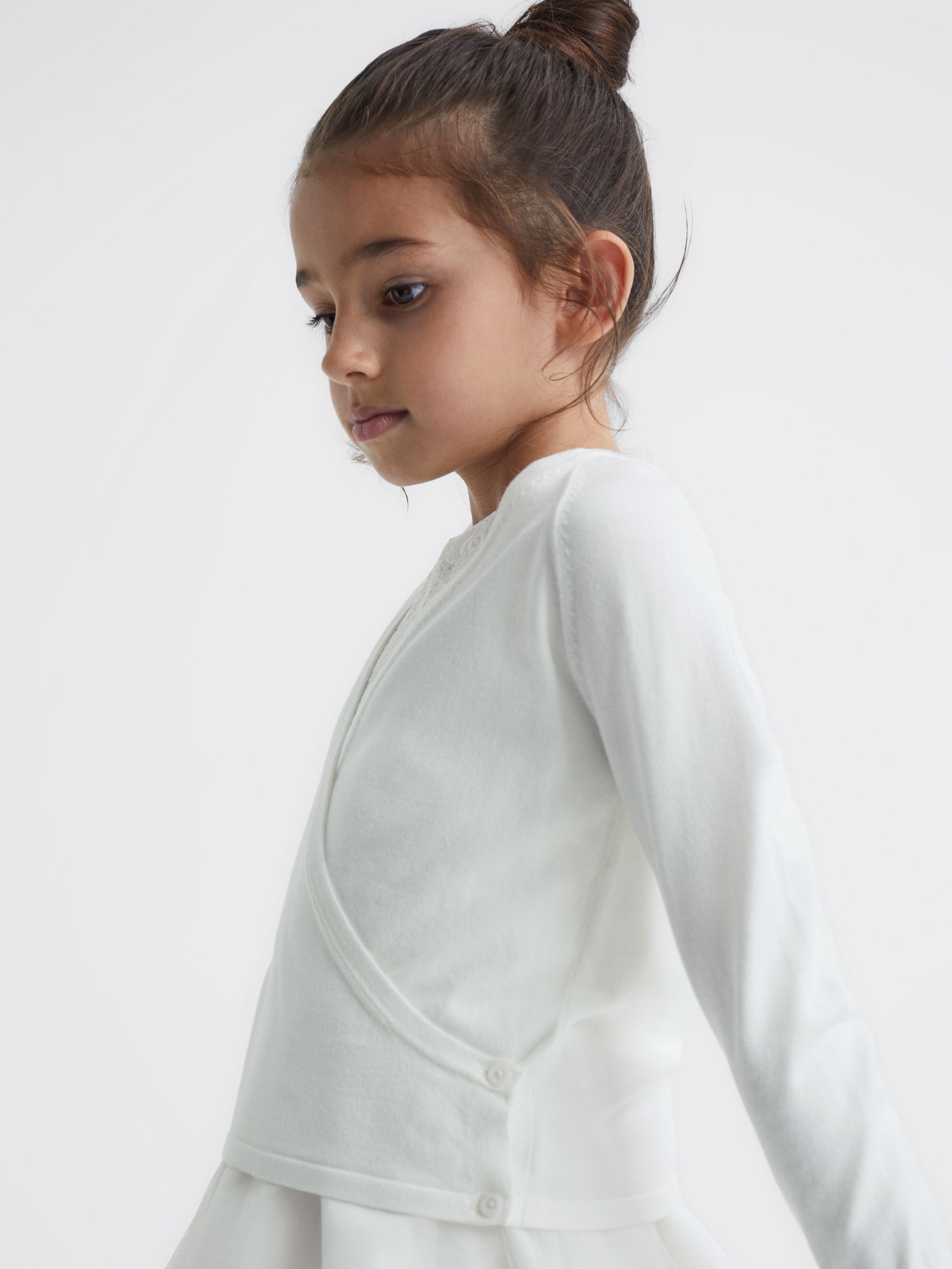 9-12 yrs V-Neck Wrap Cardigan in Ivory - Image 4 of 6