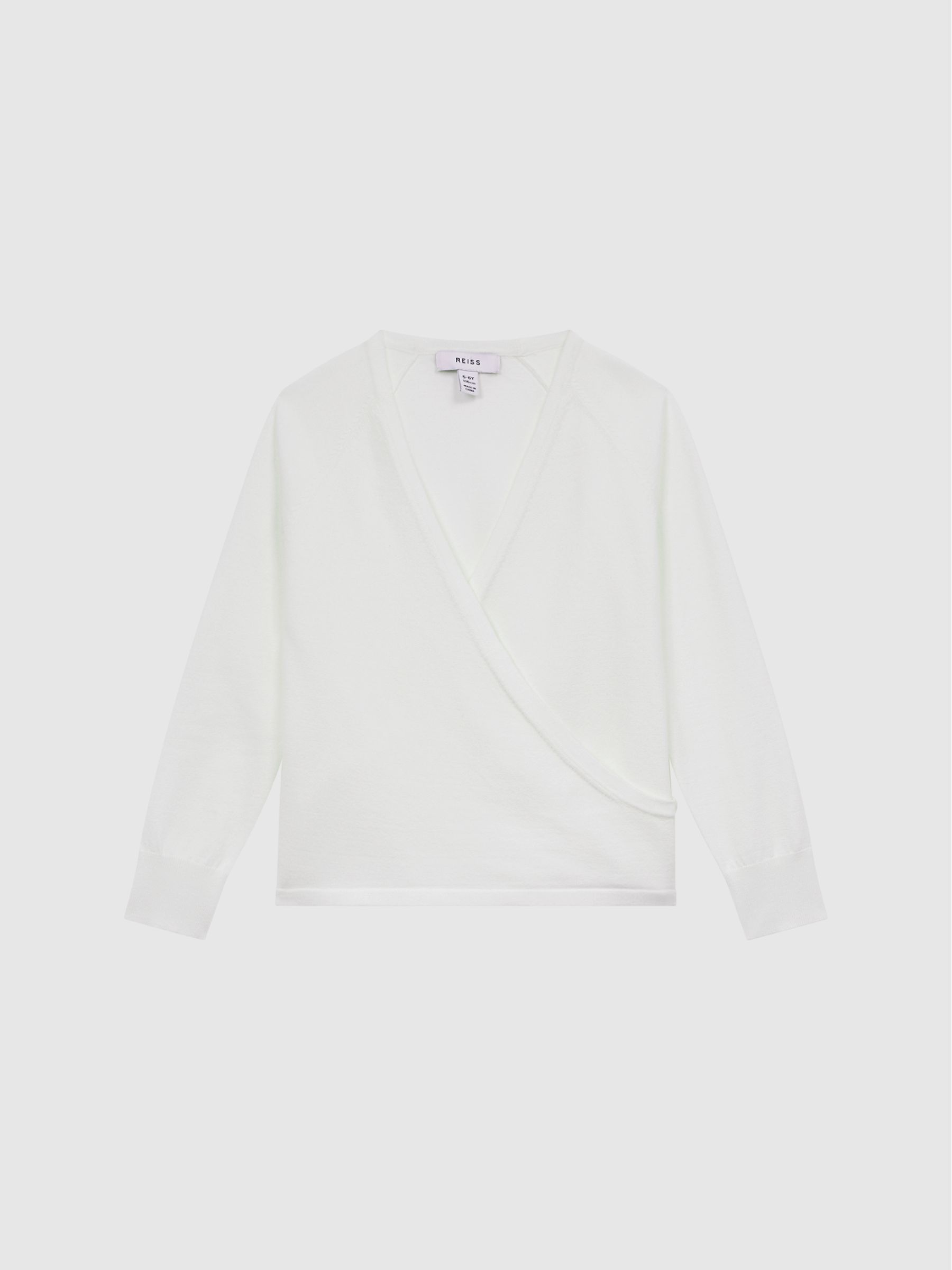 Junior V-Neck Wrap Cardigan in Ivory - Image 2 of 6