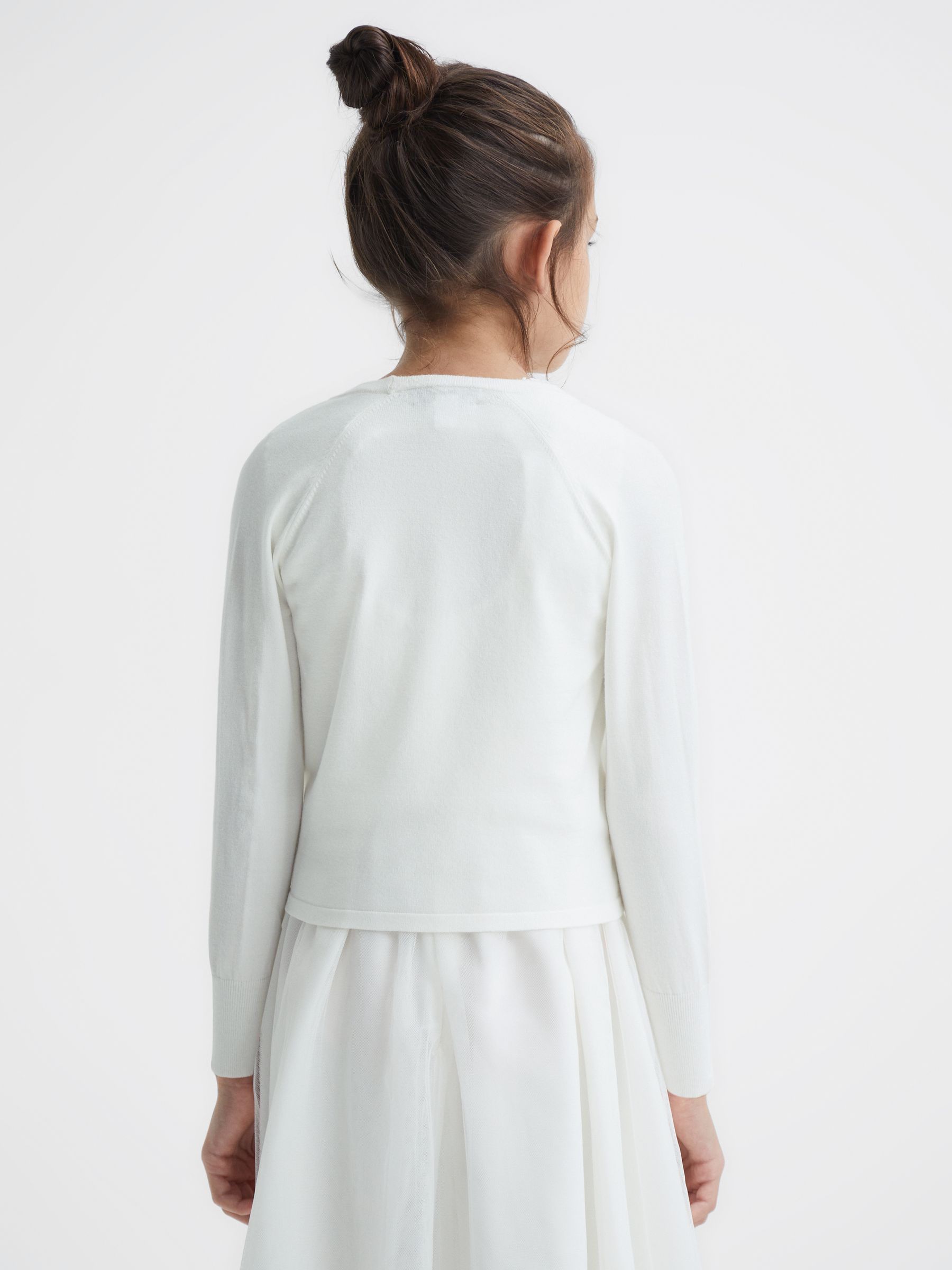 Junior V-Neck Wrap Cardigan in Ivory - Image 5 of 6