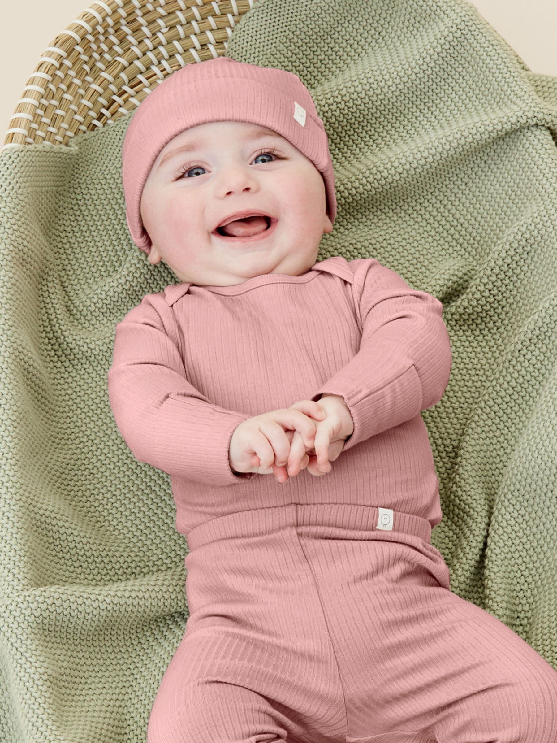 MORI Pink Stretch Baby Hat - Image 1 of 2