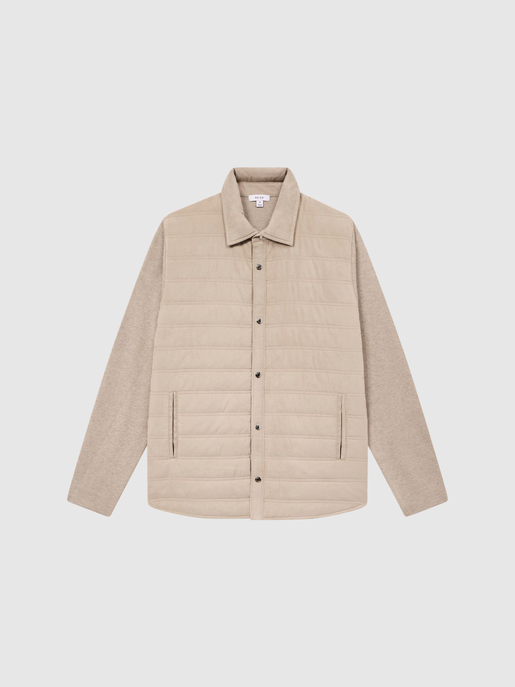 Alcantara Quilted Hybrid Jacket in Oatmeal - Image 2 of 7