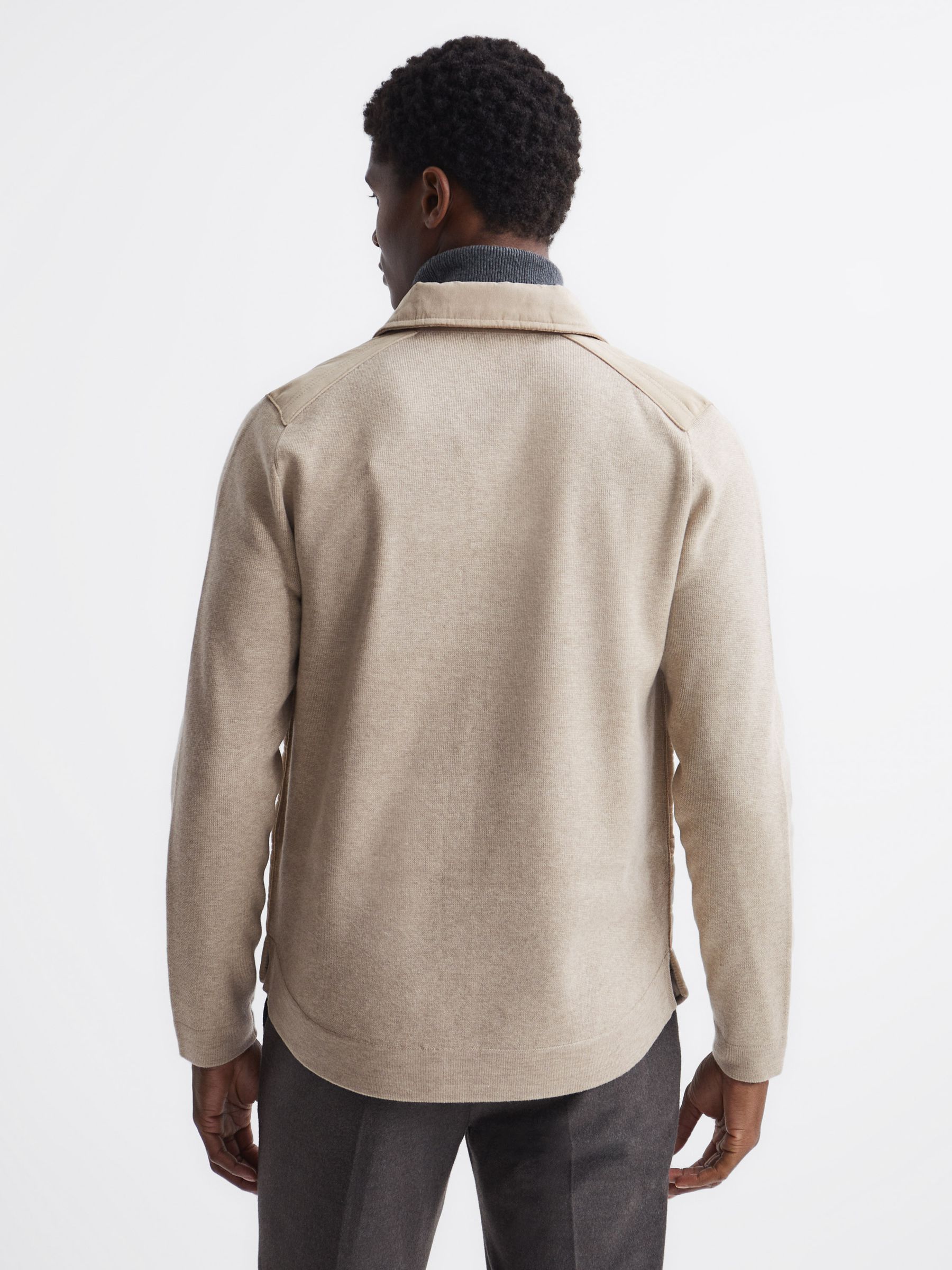 Alcantara Quilted Hybrid Jacket in Oatmeal - Image 5 of 7