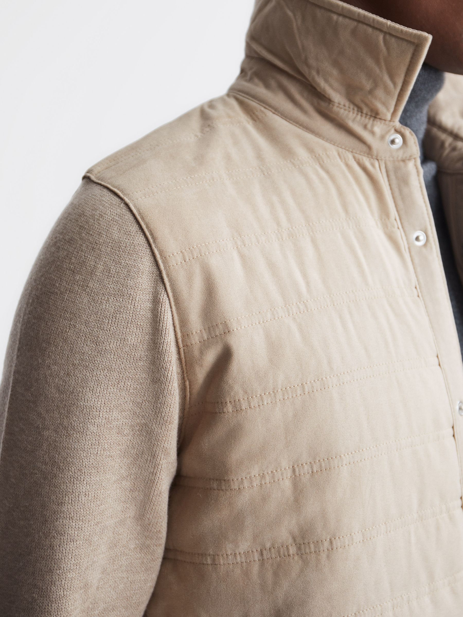 Alcantara Quilted Hybrid Jacket in Oatmeal - Image 7 of 7