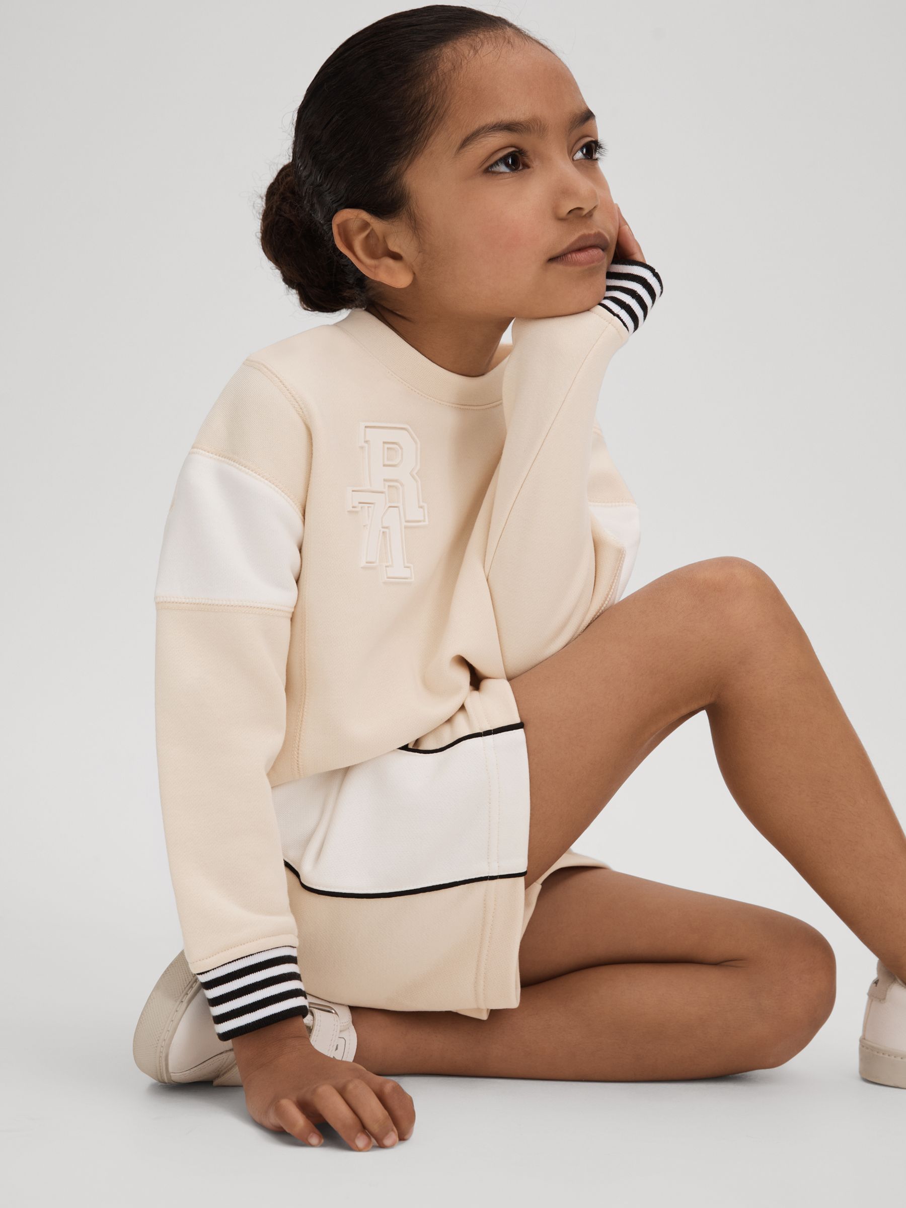 Teen Cotton Blend Logo Sweatshirt in Ivory - Image 3 of 4