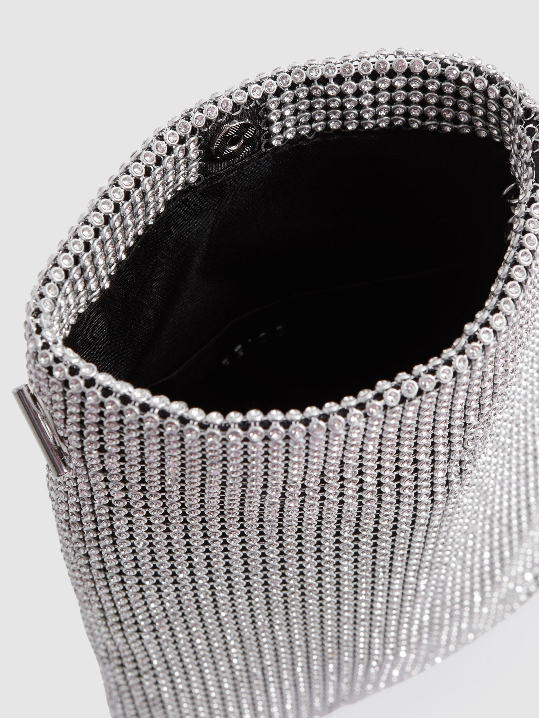 Crystal-Mesh Shoulder Pouch in Silver - Image 4 of 6