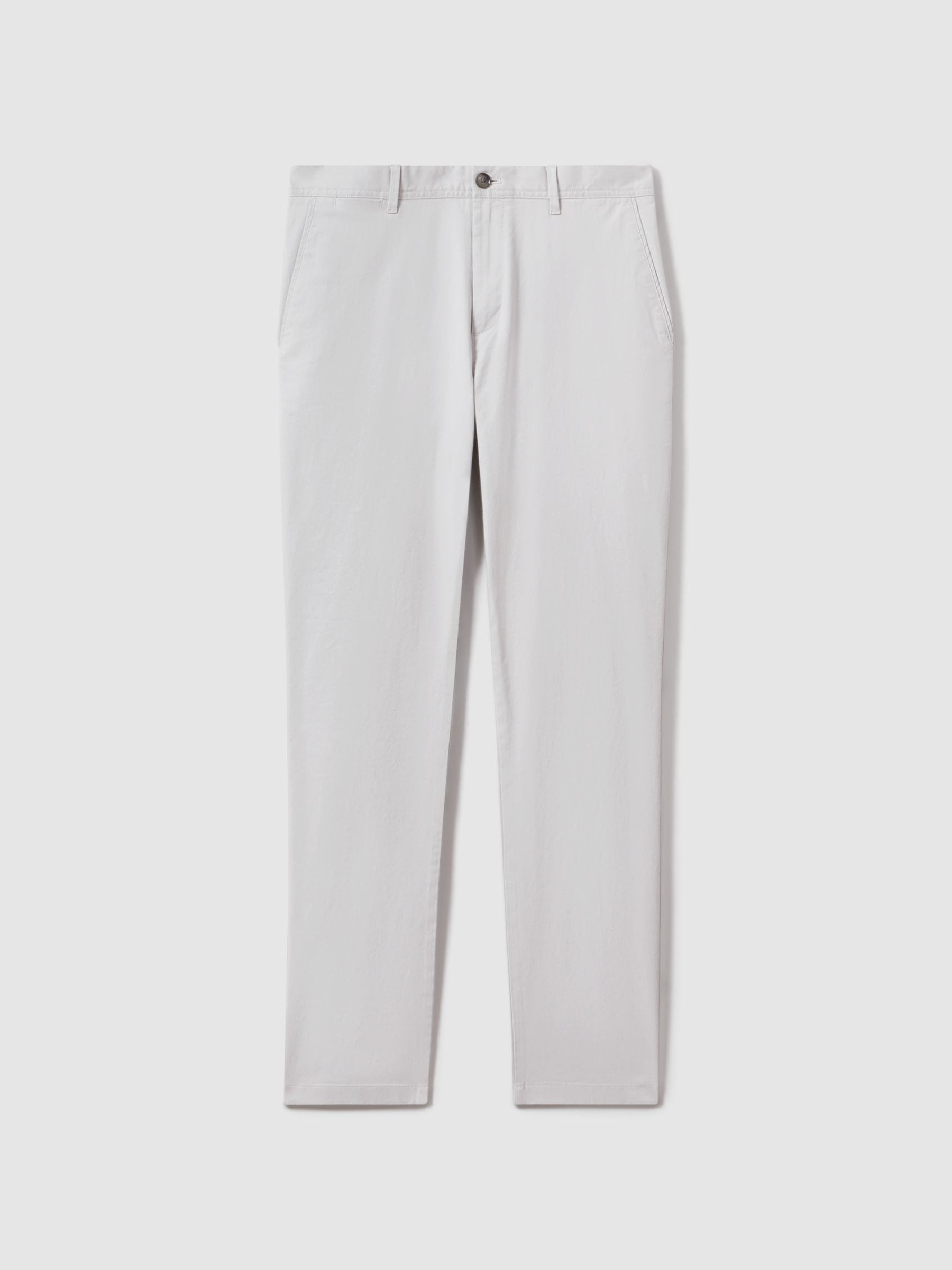 Slim Fit Washed Cotton Blend Chinos in Ice Grey - Image 2 of 6