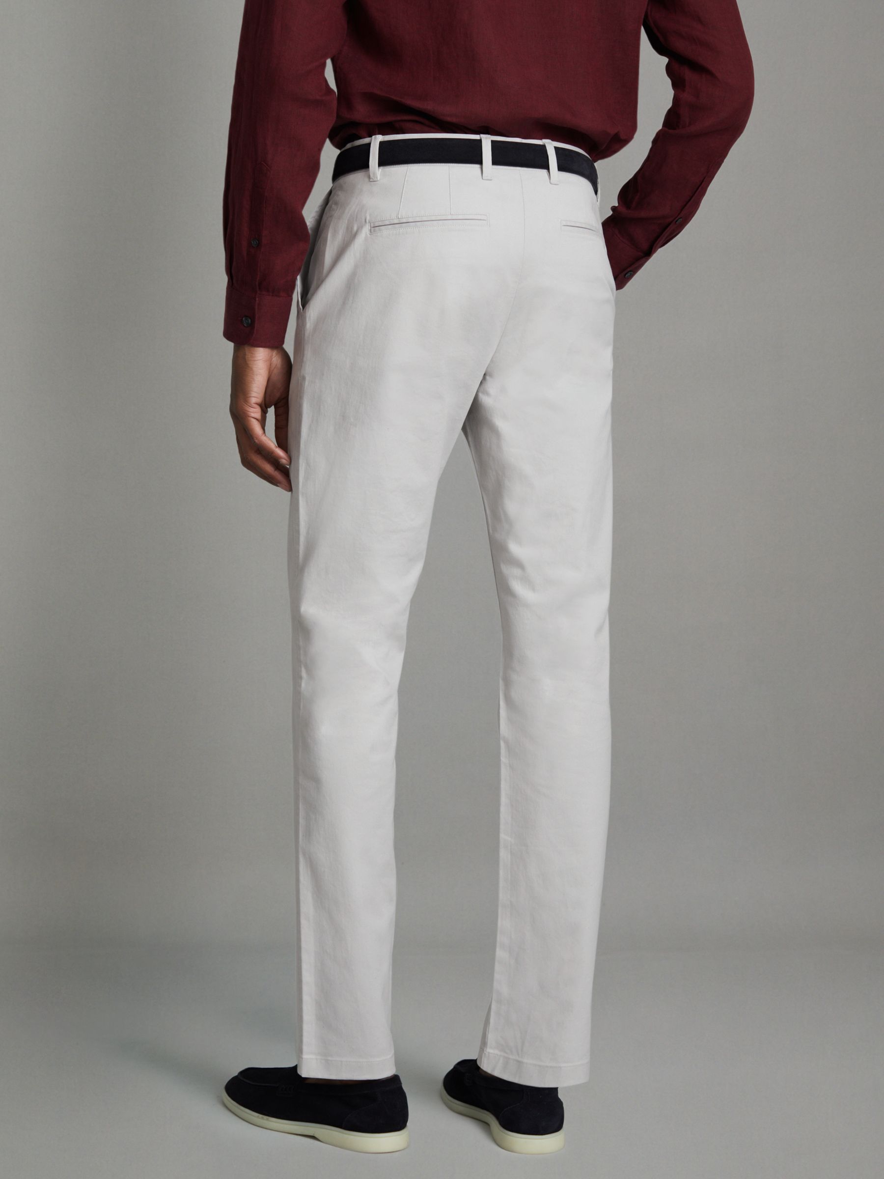 Slim Fit Washed Cotton Blend Chinos in Ice Grey - Image 5 of 6