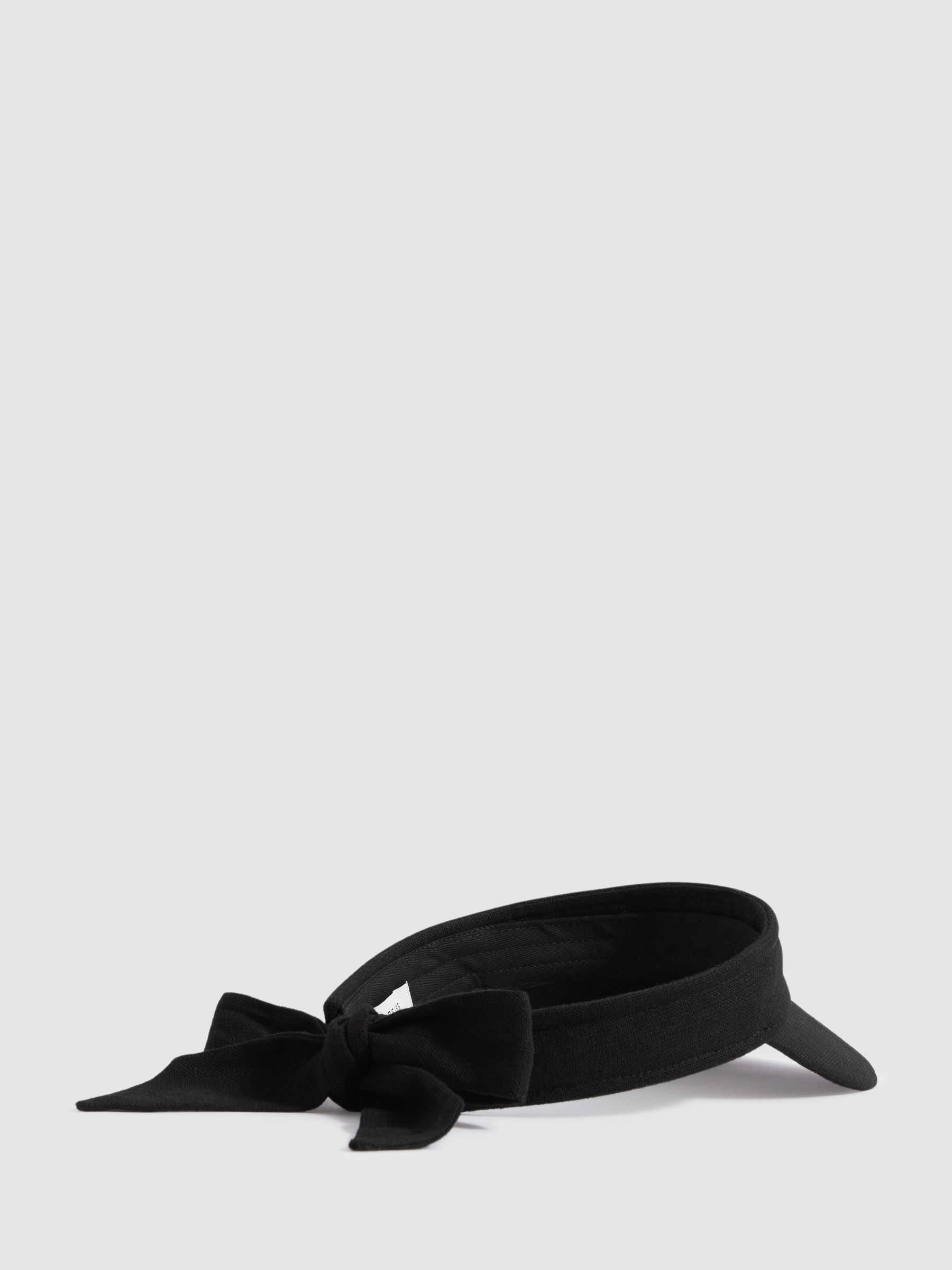 Tie Back Visor with Linen in Black - Image 3 of 5