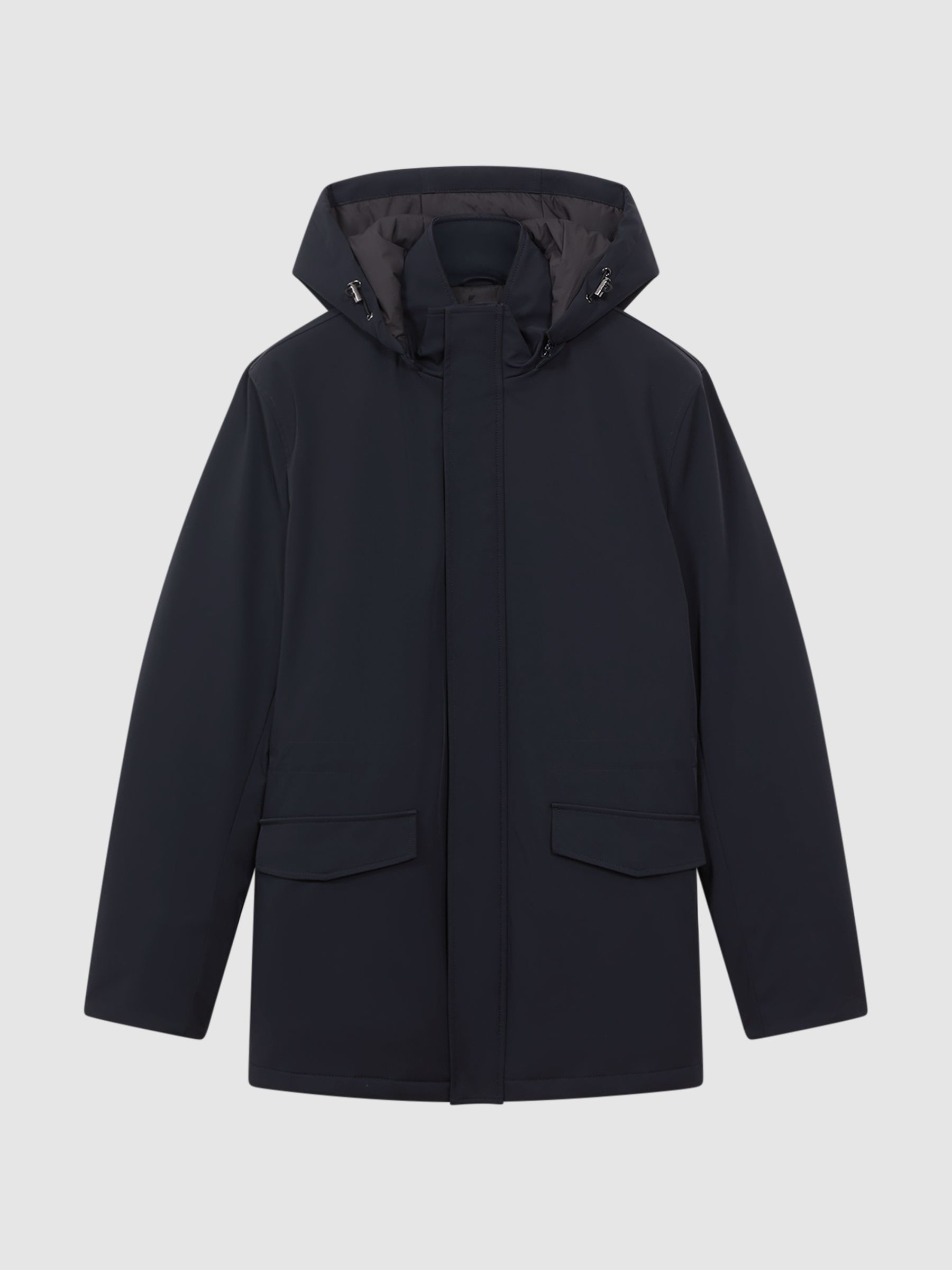 Water Repellent Removable Hooded Coat in Navy - Image 2 of 6