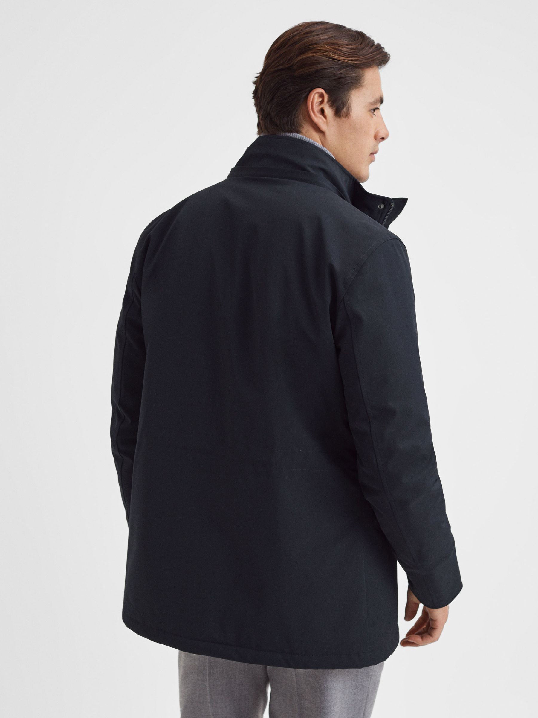 Water Repellent Removable Hooded Coat in Navy - Image 5 of 6