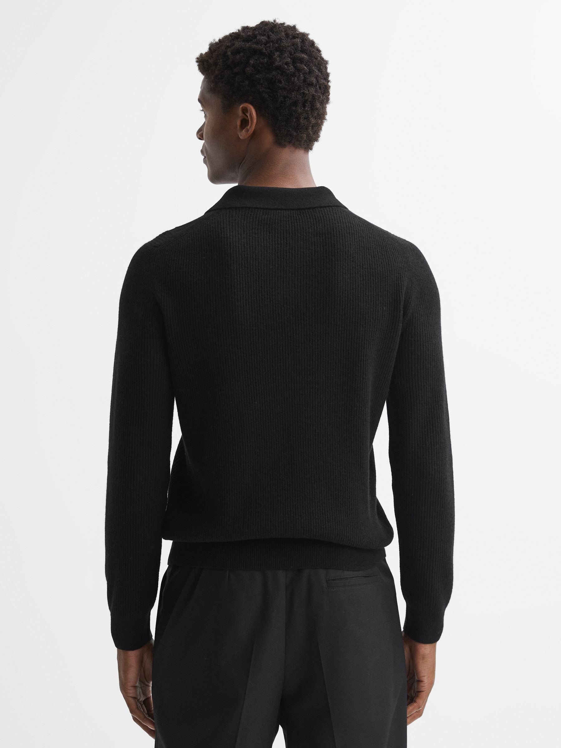Wool Open Collar Top in Black - Image 5 of 5