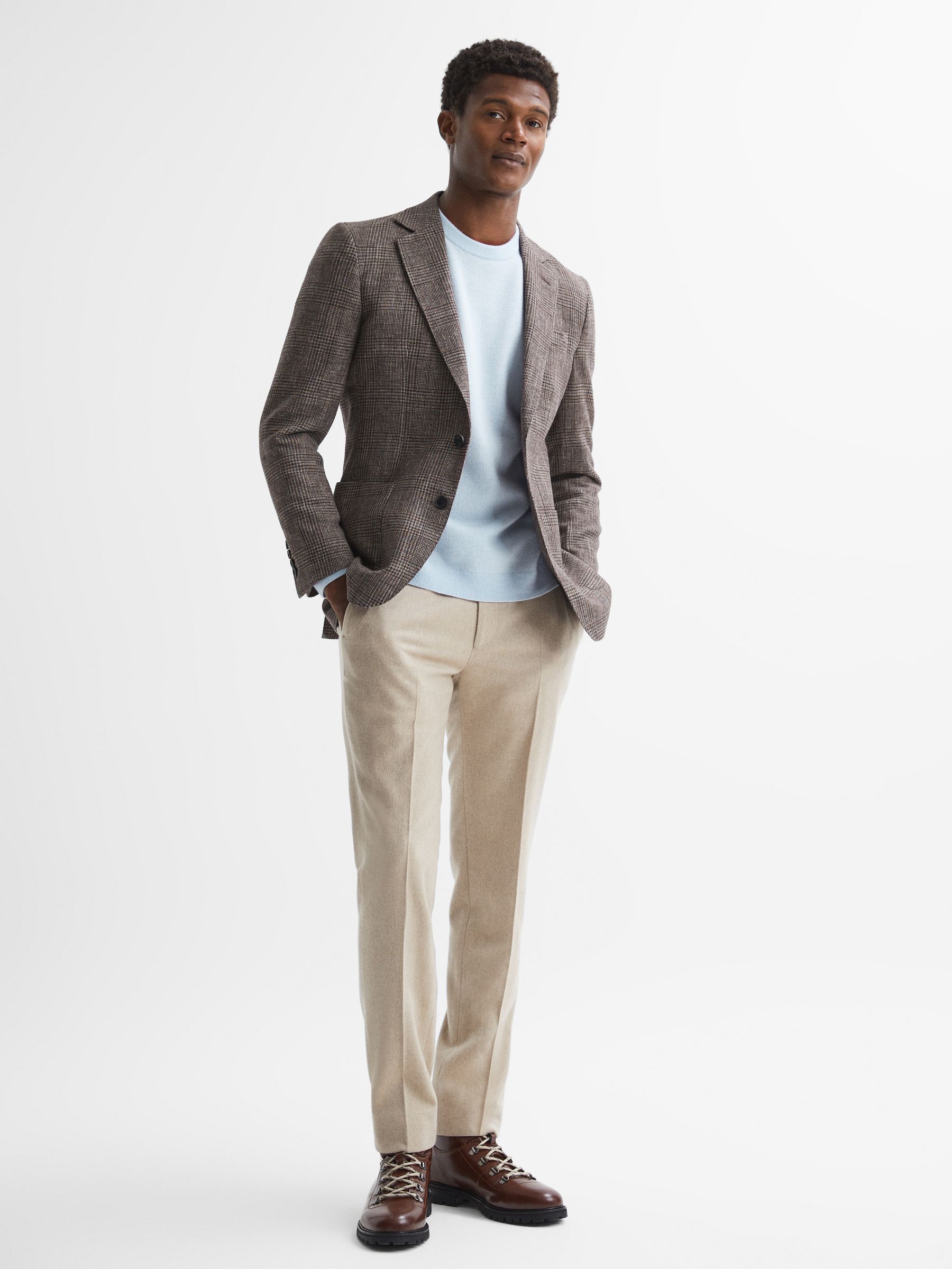 Wool Crew Neck Jumper in Soft Blue Melange - Image 4 of 5