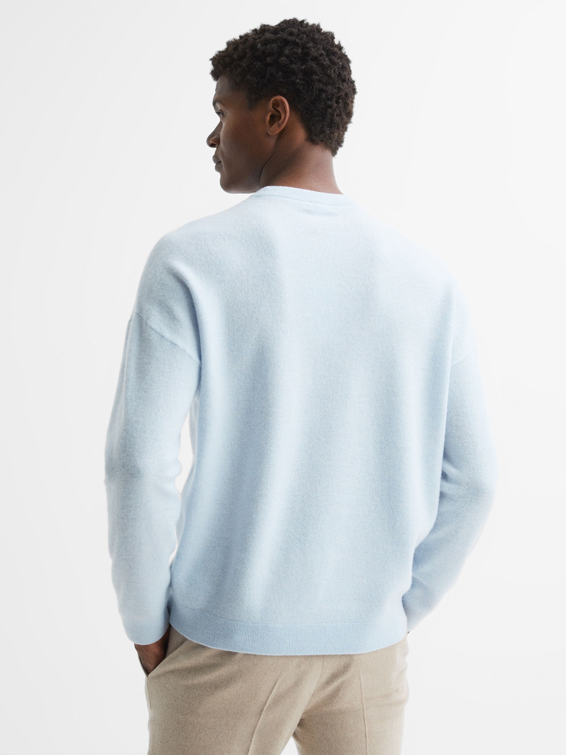 Wool Crew Neck Jumper in Soft Blue Melange - Image 5 of 5