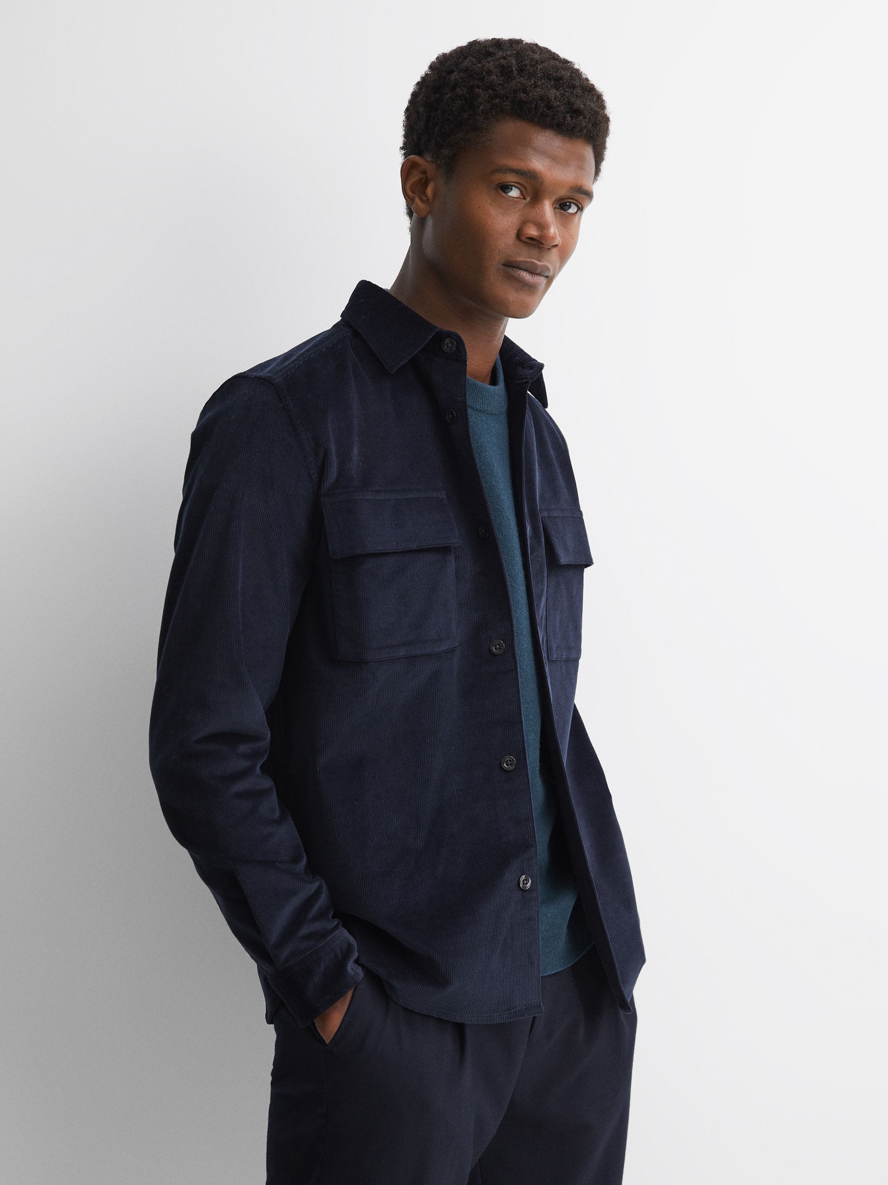 Wool Crew Neck Jumper in Petrol Blue - Image 3 of 5