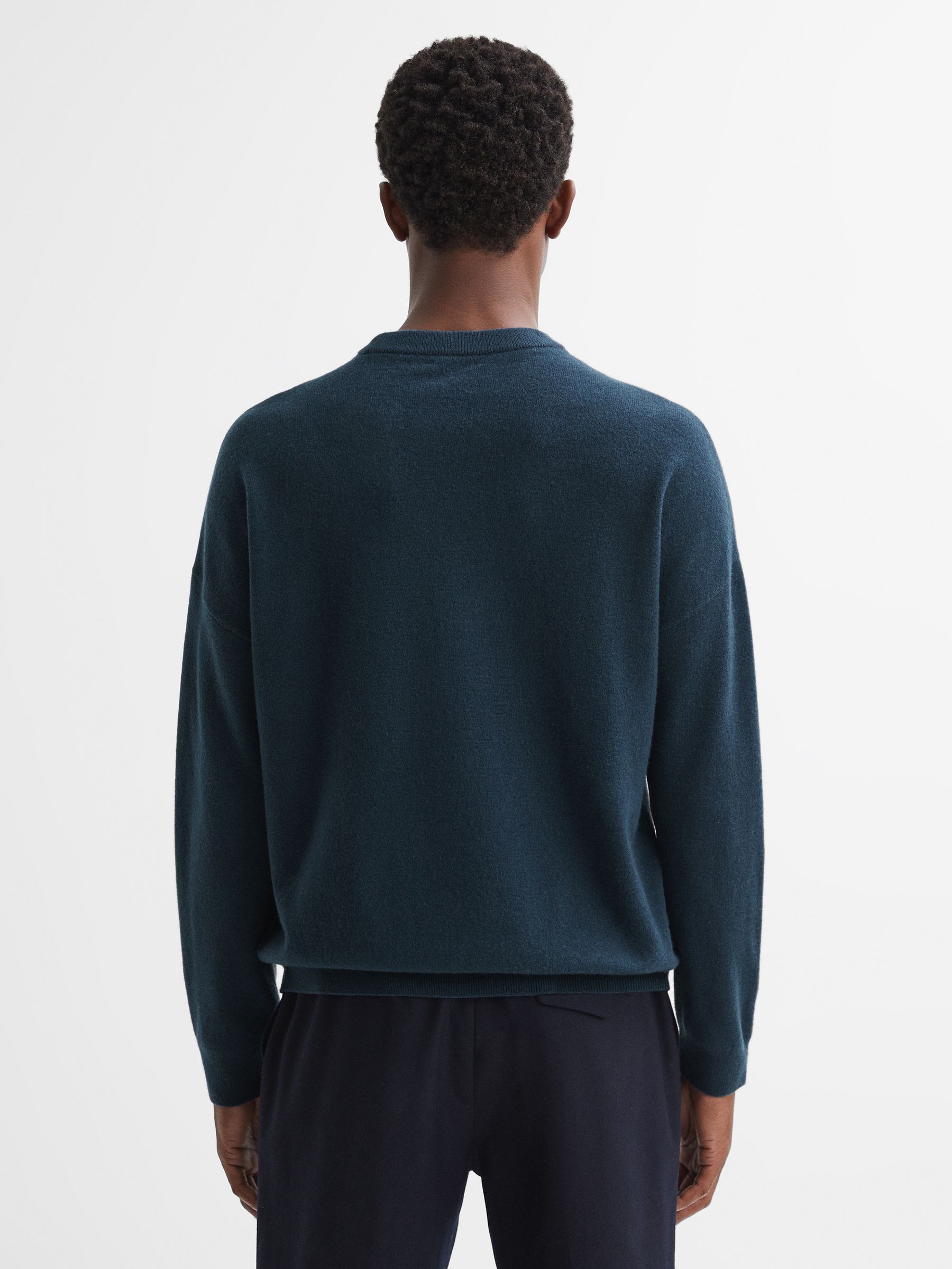 Wool Crew Neck Jumper in Petrol Blue - Image 5 of 5