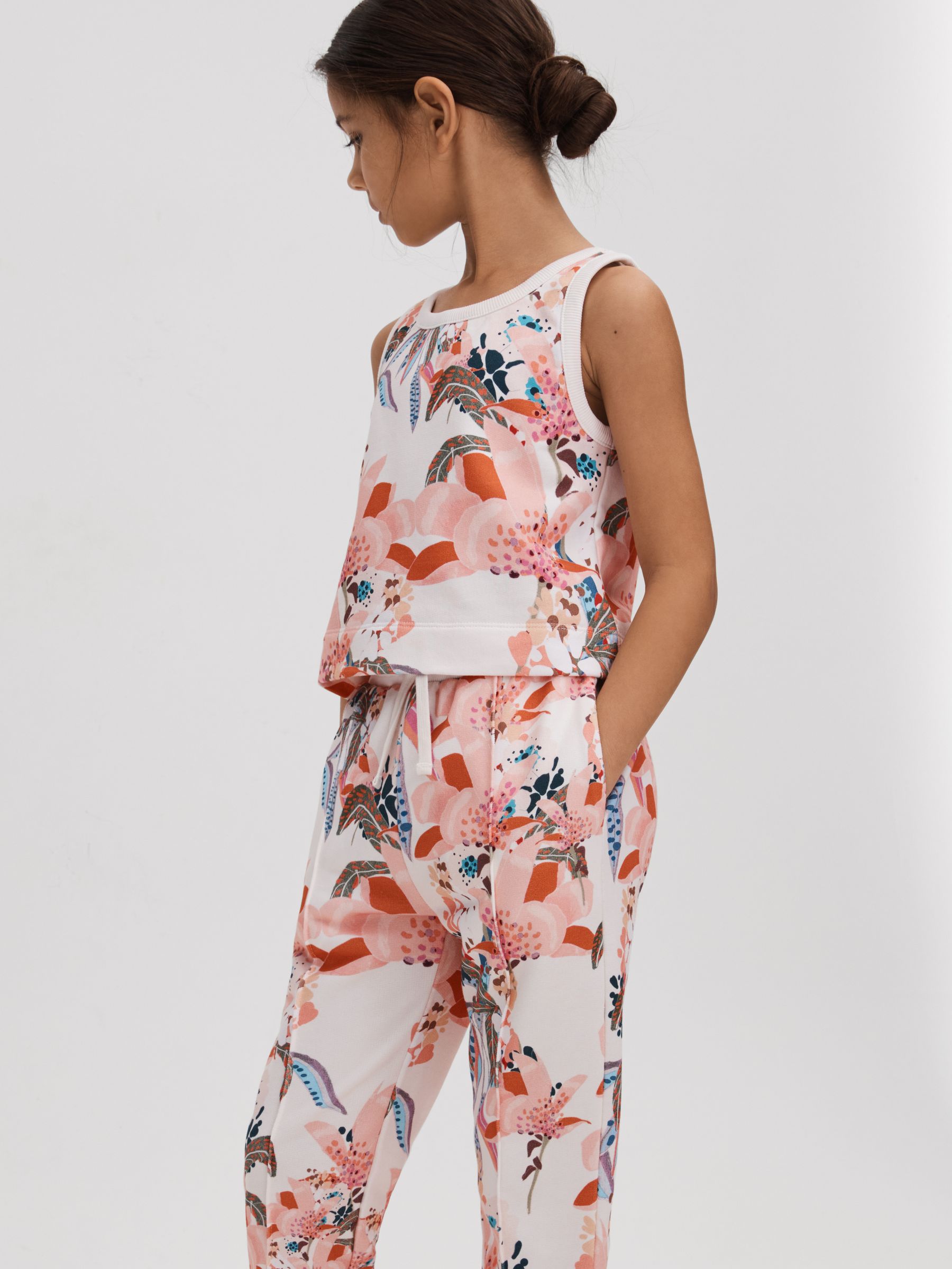 13-14 yrs Cotton Vest and Joggers Set in Pink Print - Image 3 of 5