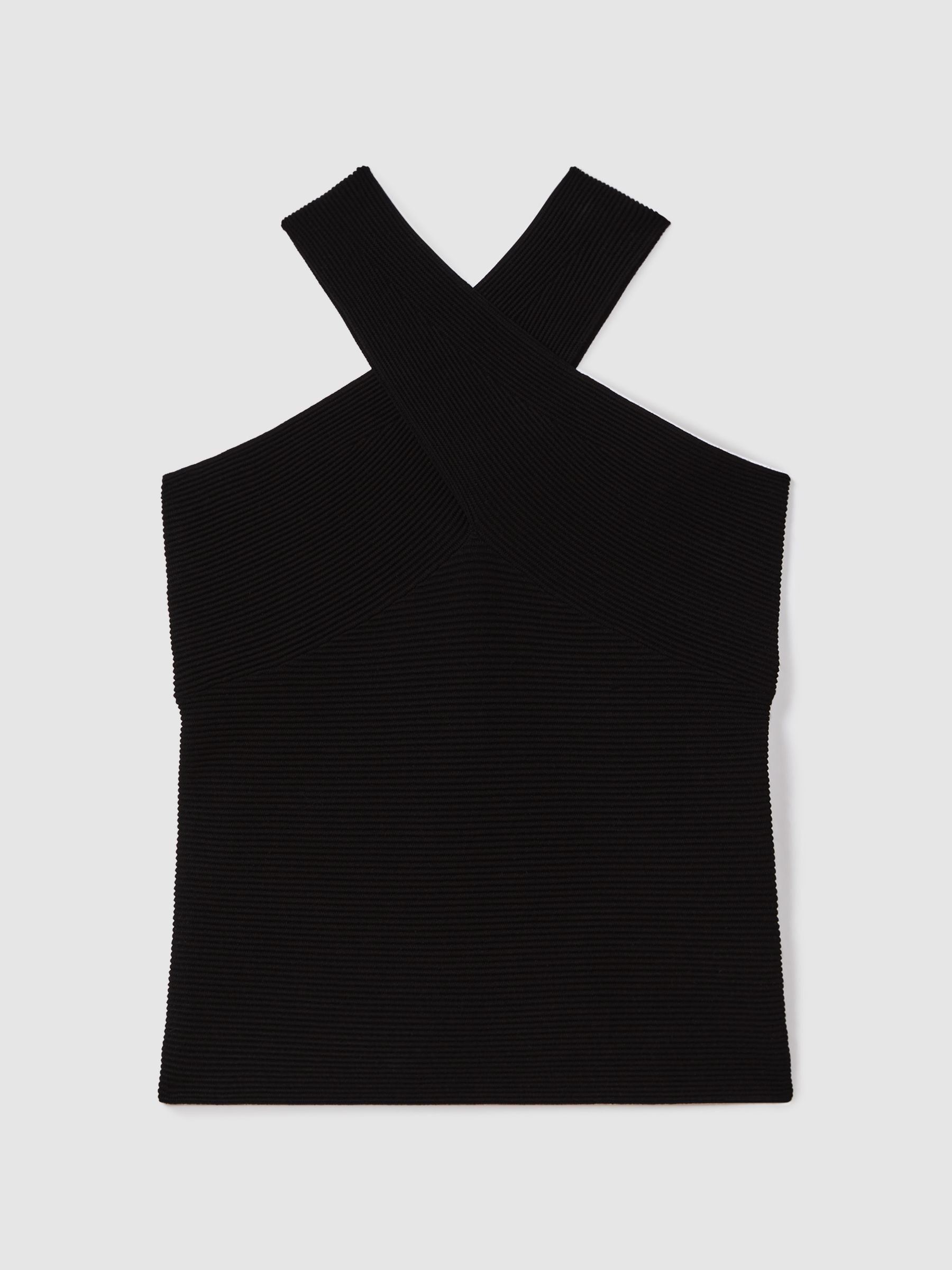 Ribbed Cross-Over Vest in Black - Image 2 of 6