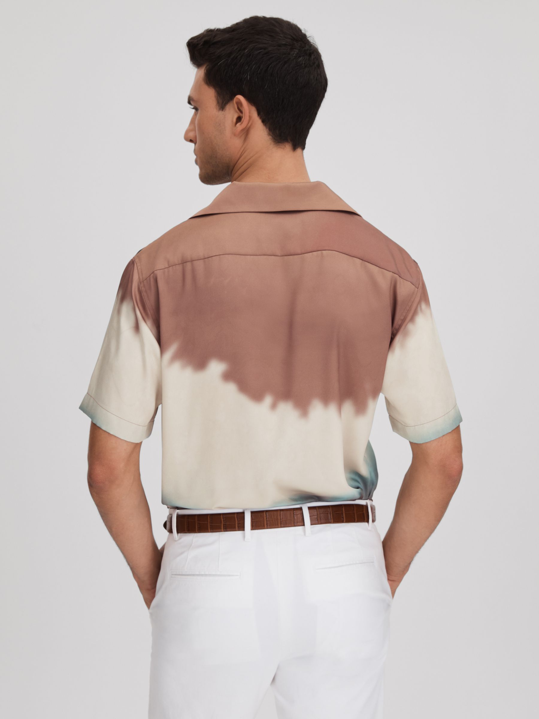 Ombre Print Cuban Collar Shirt in Tobacco - Image 5 of 7
