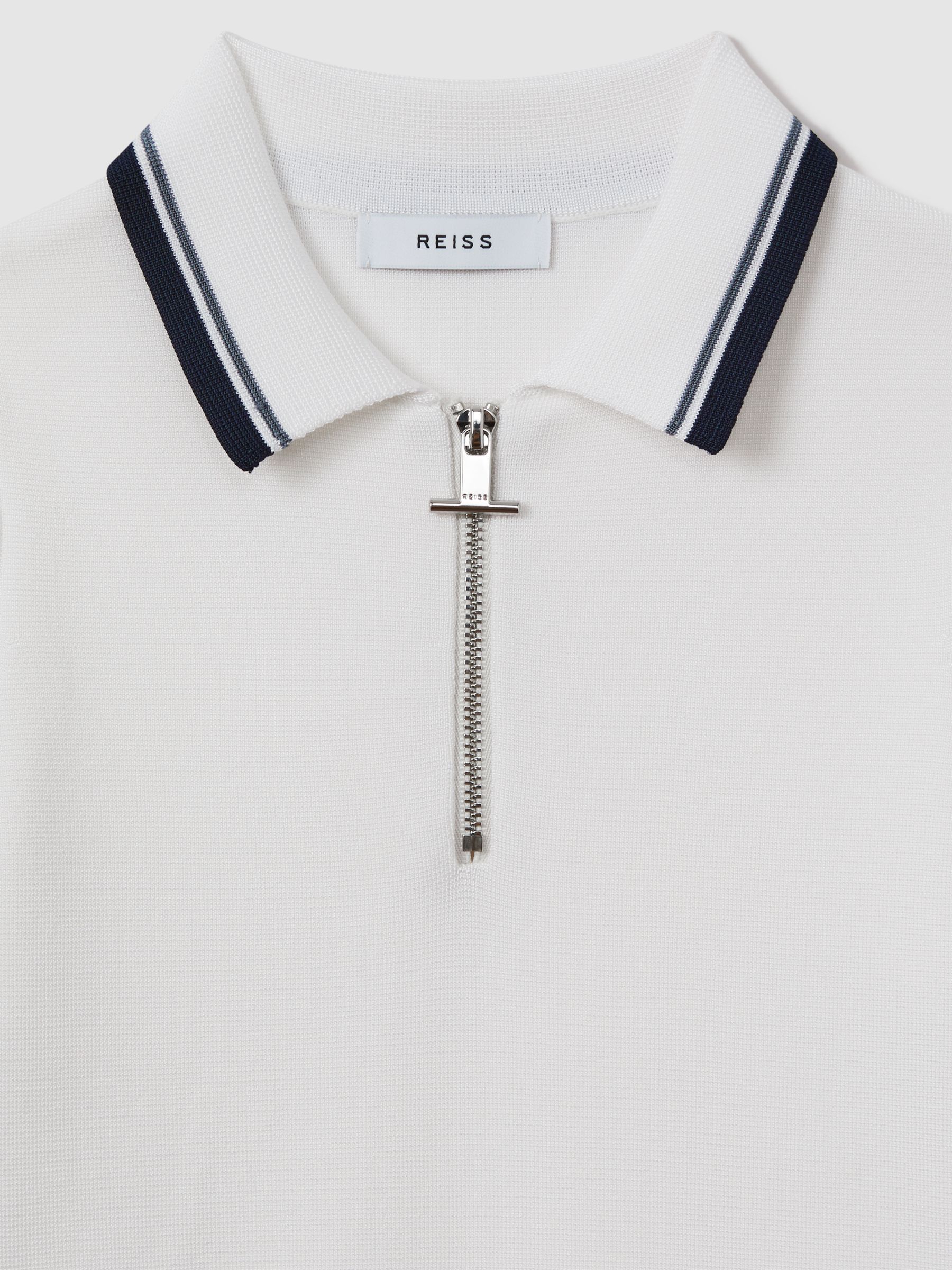 Teen Half-Zip Polo Shirt in Optic White - Image 6 of 6