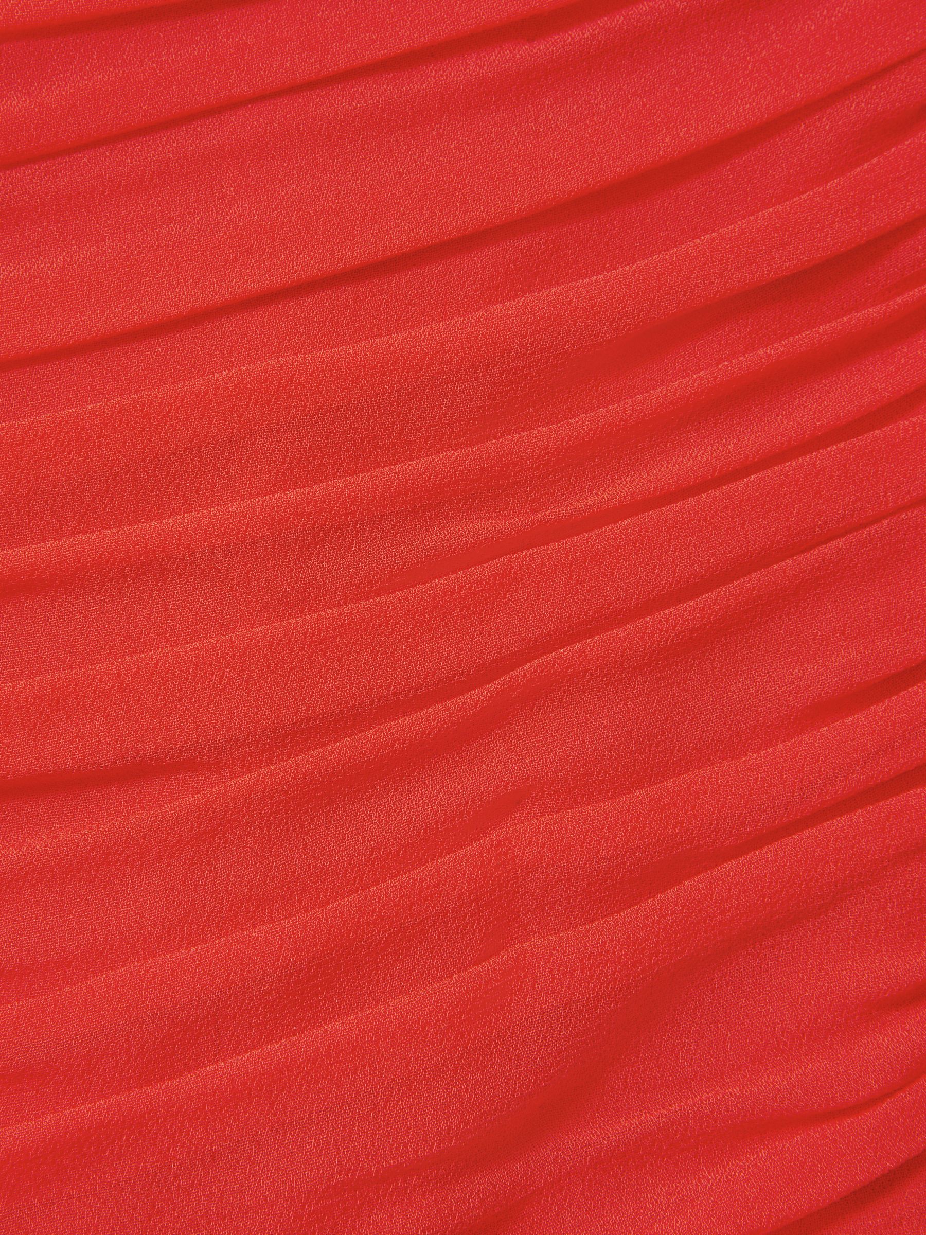 Petite Ruched Bodycon Midi Dress in Coral - Image 6 of 7