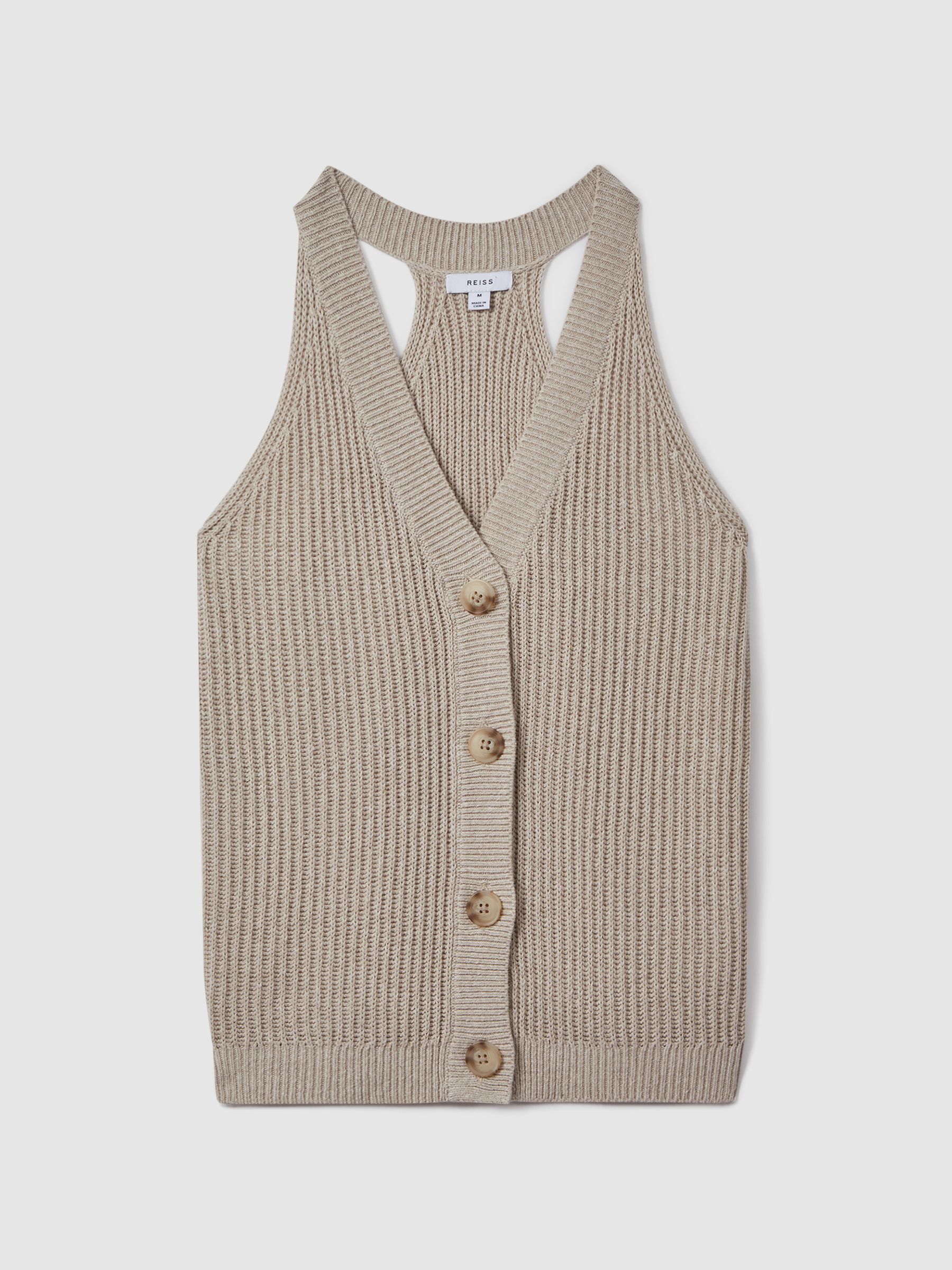 Knitted Halter Neck Top With Linen in Neutral - Image 2 of 5