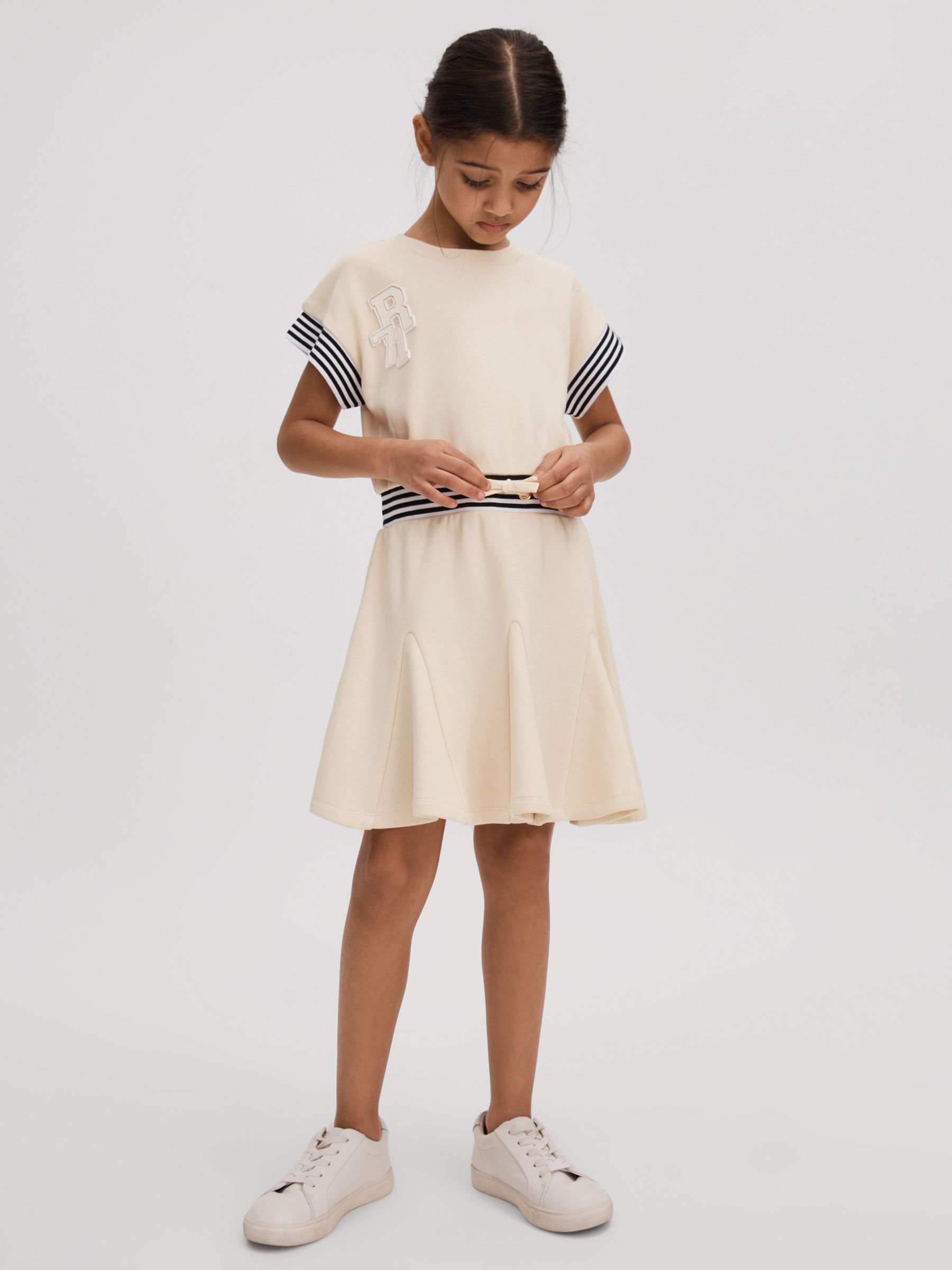 Teen Cotton Blend Logo Dress in Ivory - Image 2 of 4
